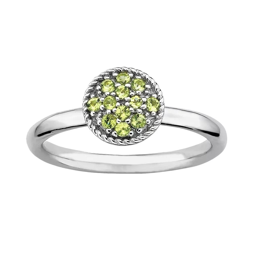 Stacks & Stones Sterling Silver Peridot Cluster Stack Ring, Women's, Size: 10 Product Image
