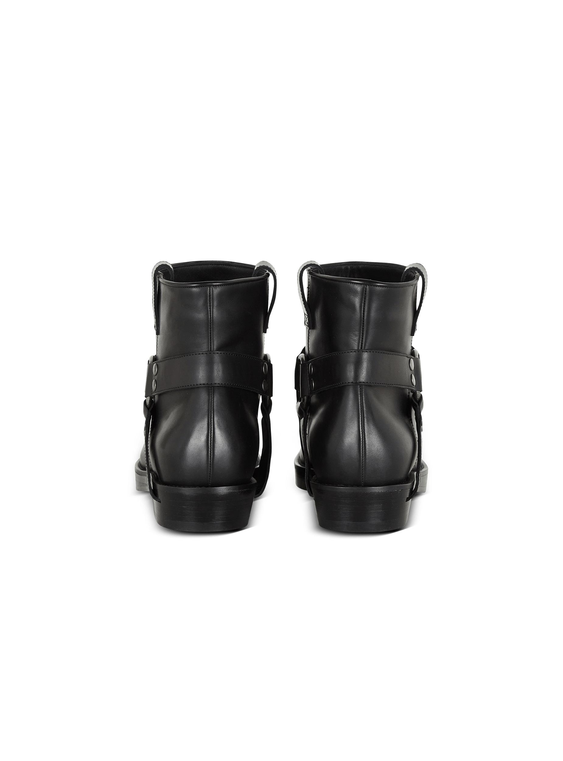 Calfskin leather biker ankle boots Product Image