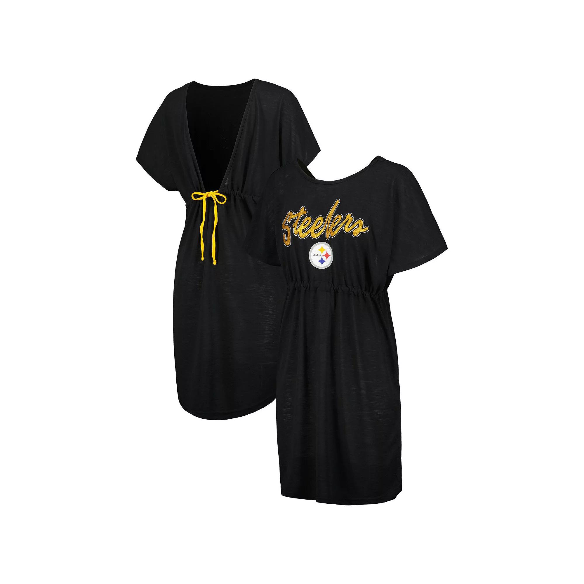 Women's G-III 4Her by Carl Banks Black Pittsburgh Steelers Versus Swim Cover-Up,  Product Image