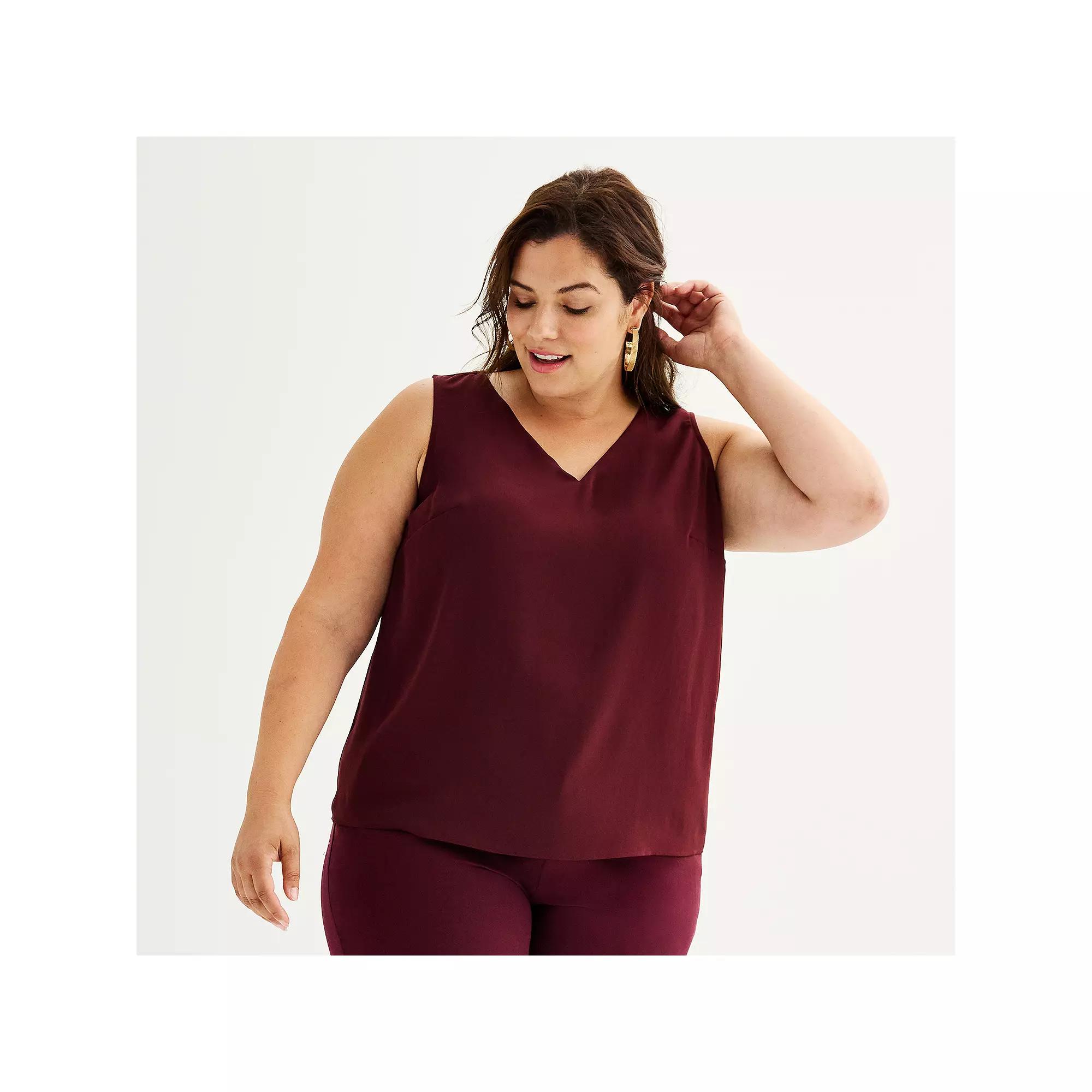 Plus Size Nine West Essential V-Neck Tank Top, Womens Maddie Purple Product Image