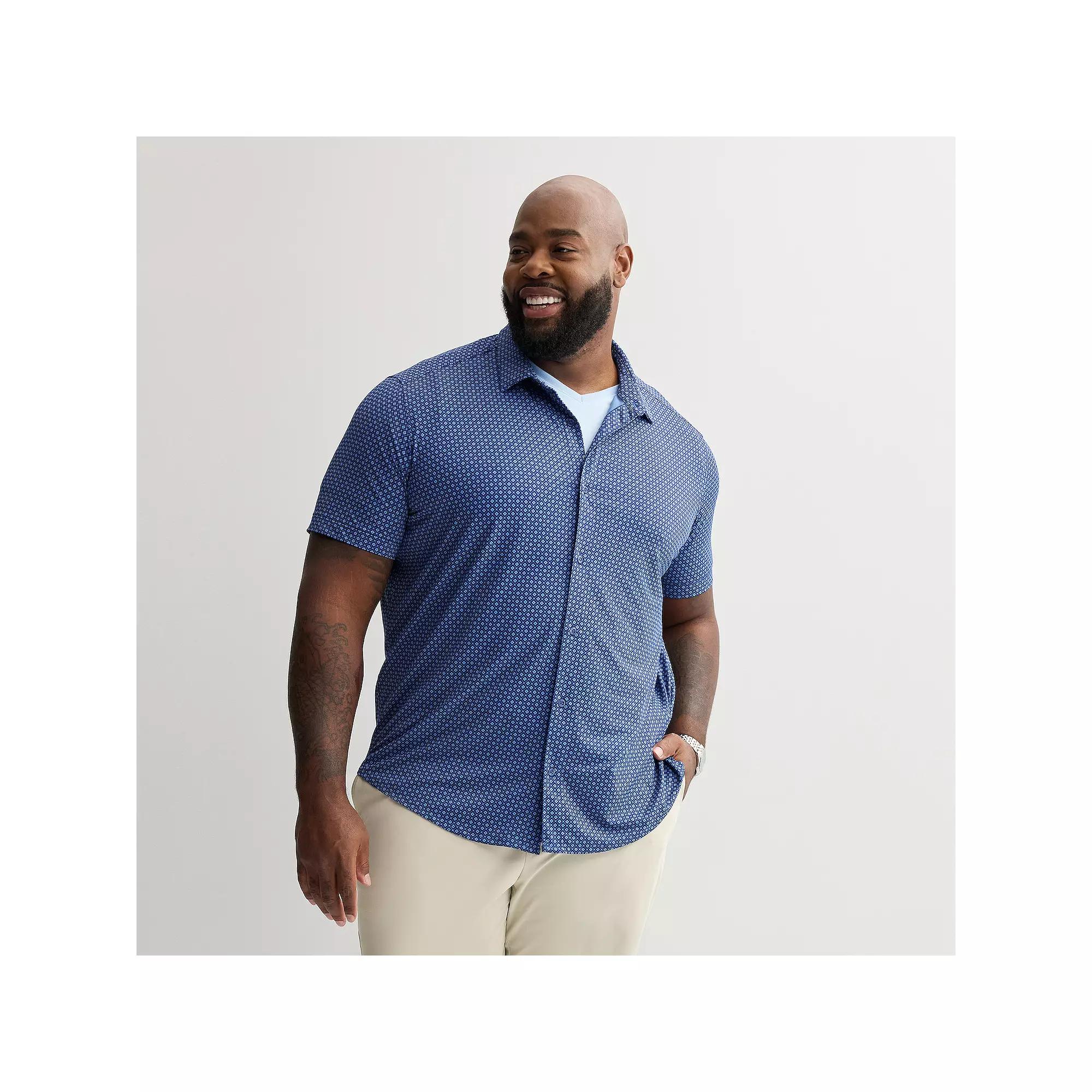 Big & Tall Apt. 9® Point Collar Button-Down Short Sleeve Shirt, Men's,  Product Image