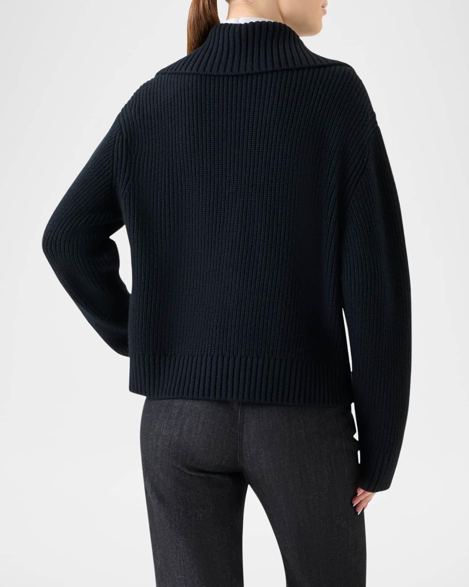 Cashmere-Wool Chunky Knit Collared Boxy Cardigan Product Image