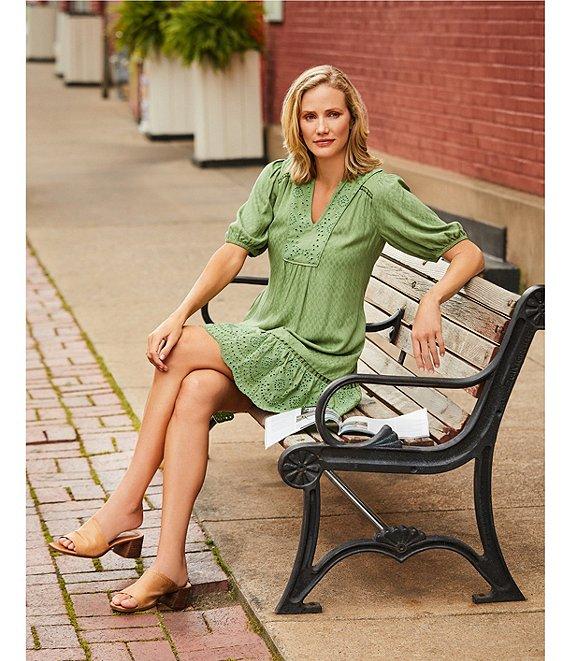 Nurture Petite Size Elbow Sleeve V-Neck Short Dress Product Image