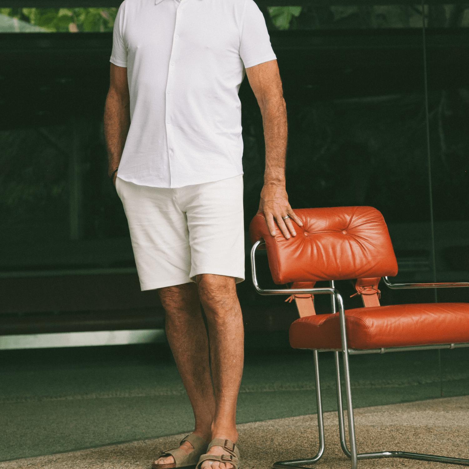 9" Ivory Comfort Knit Chino Shorts Product Image