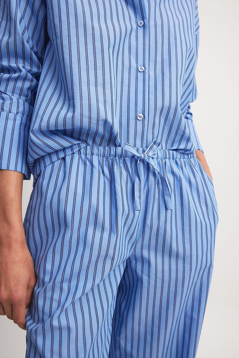Striped Elastic Mid Waist Trousers Product Image