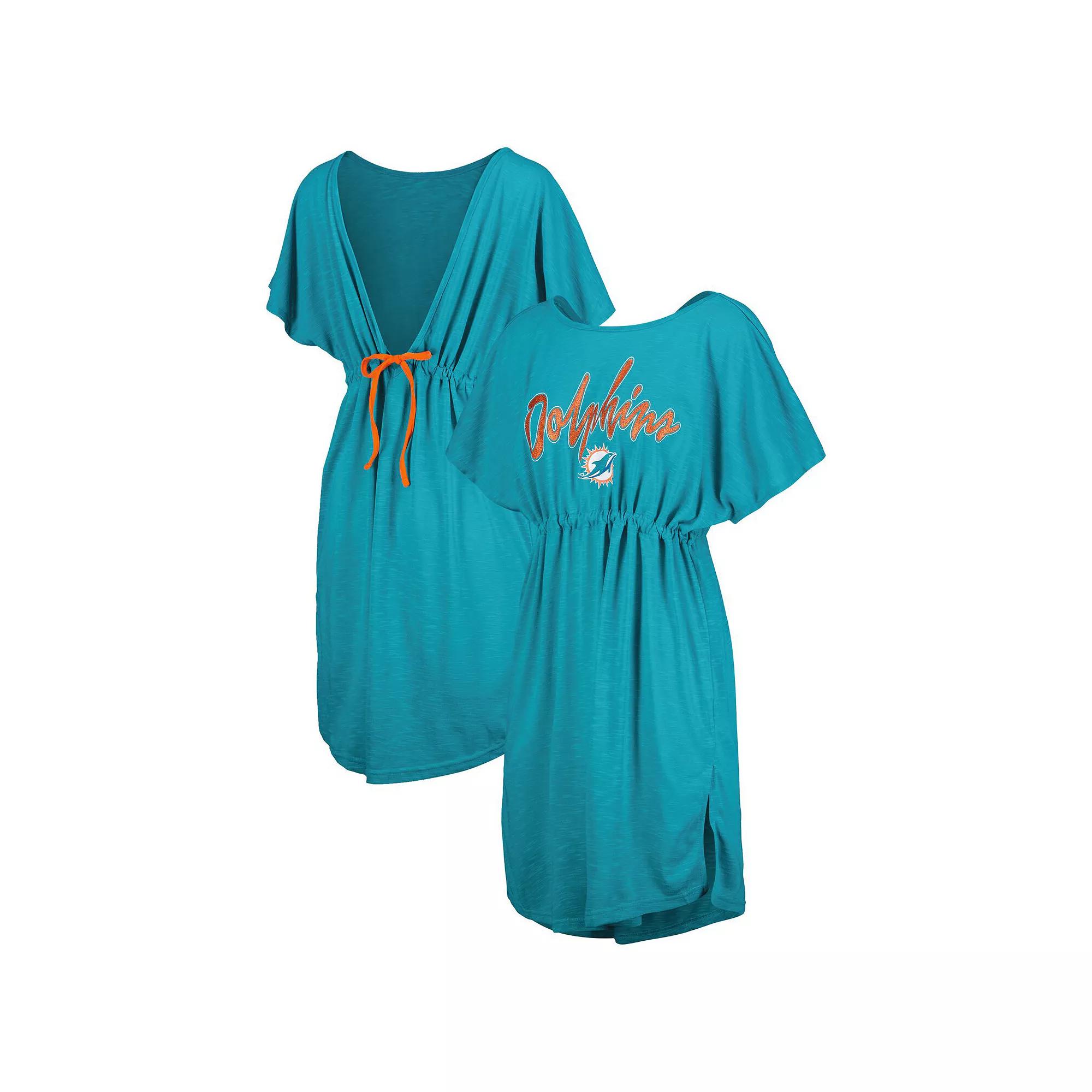 Women's G-III 4Her by Carl Banks Aqua Miami Dolphins Versus Swim Cover-Up,  Product Image