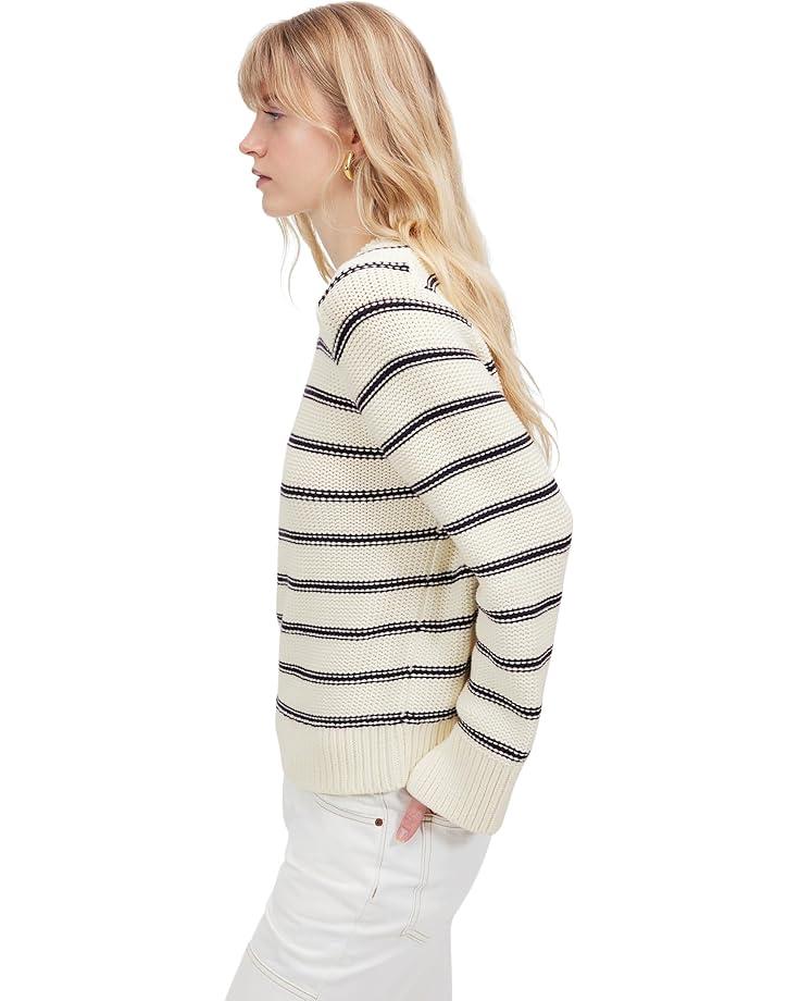 Stripe V-Neck Cozy Cotton Wedged Pullover Product Image