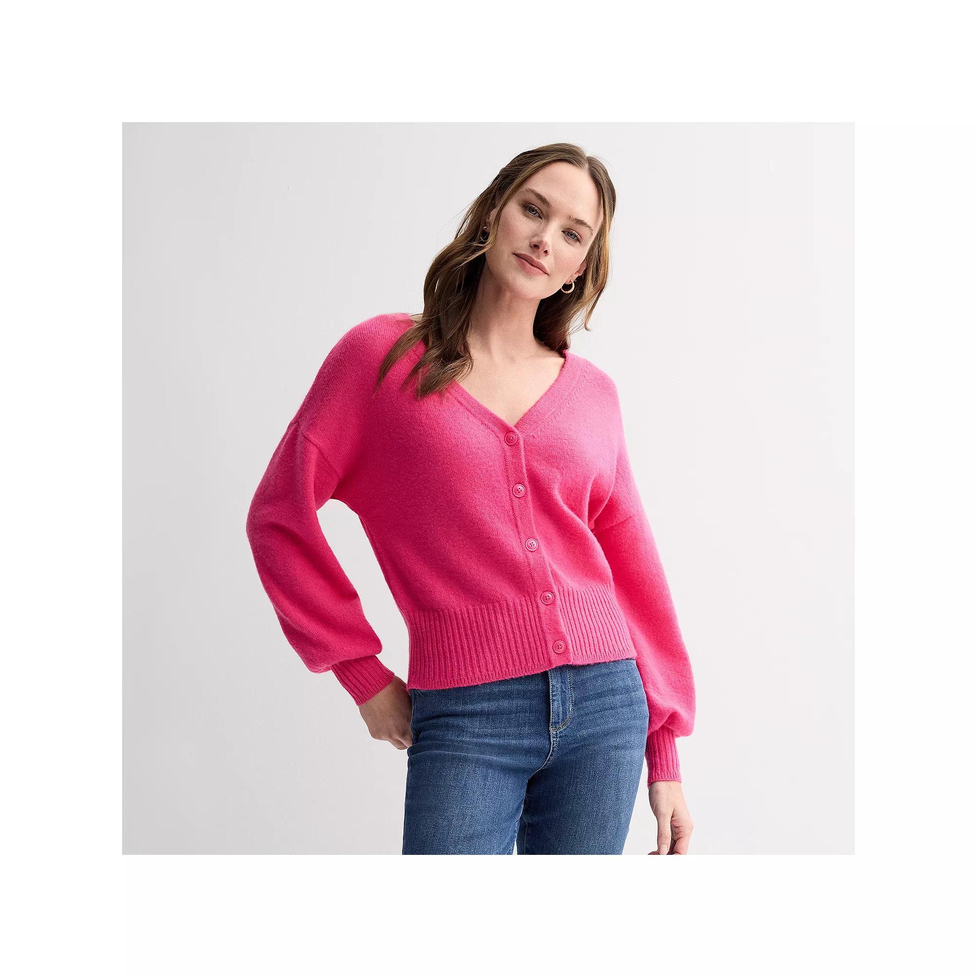 Women's Sonoma Goods For Life® Button Front Cardigan, Size: XXL, Pink Theme Product Image