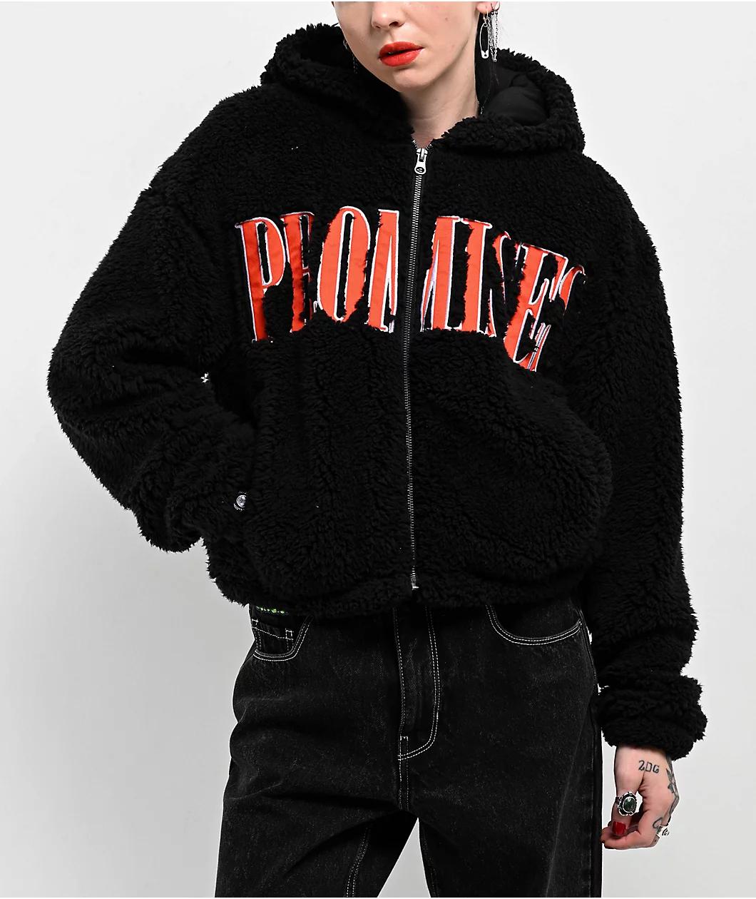 Broken Promises Pegasus Black Sherpa Zip Hoodie Product Image