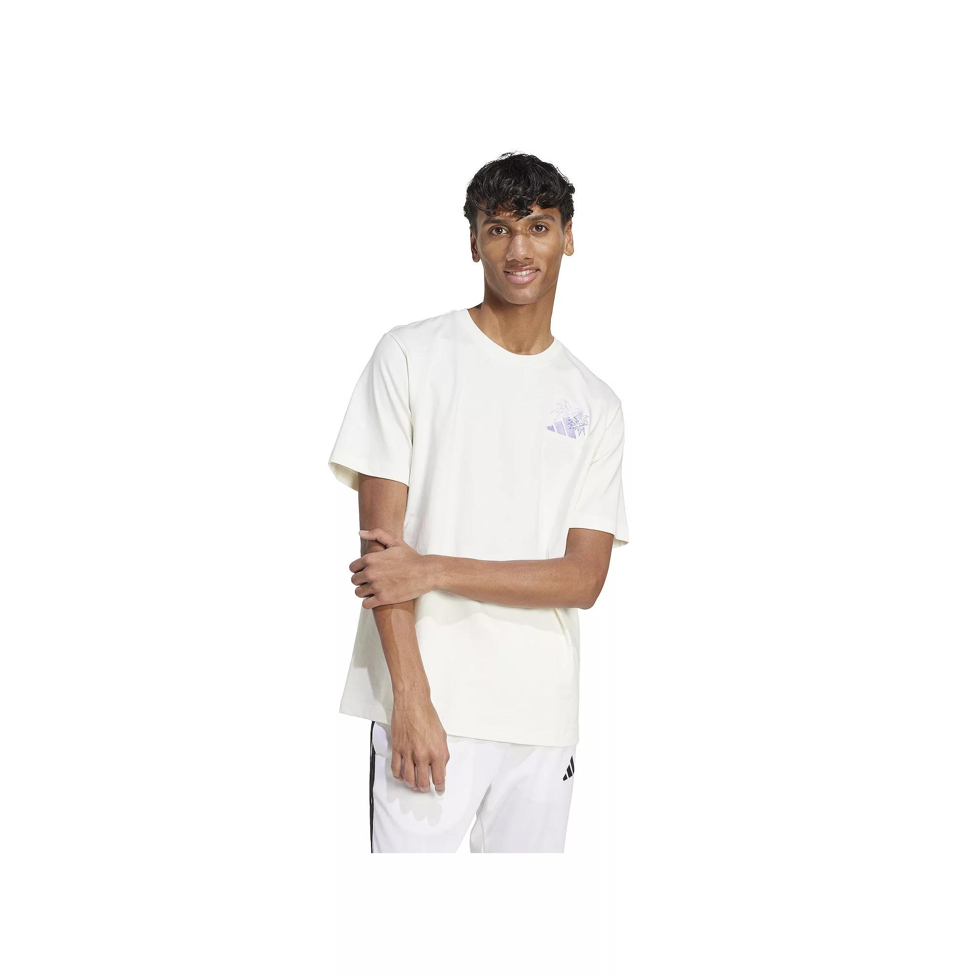 Men's adidas Graphic Lounge Pastel Embroidery Sportswear Tee, Size: Small, Off White Product Image