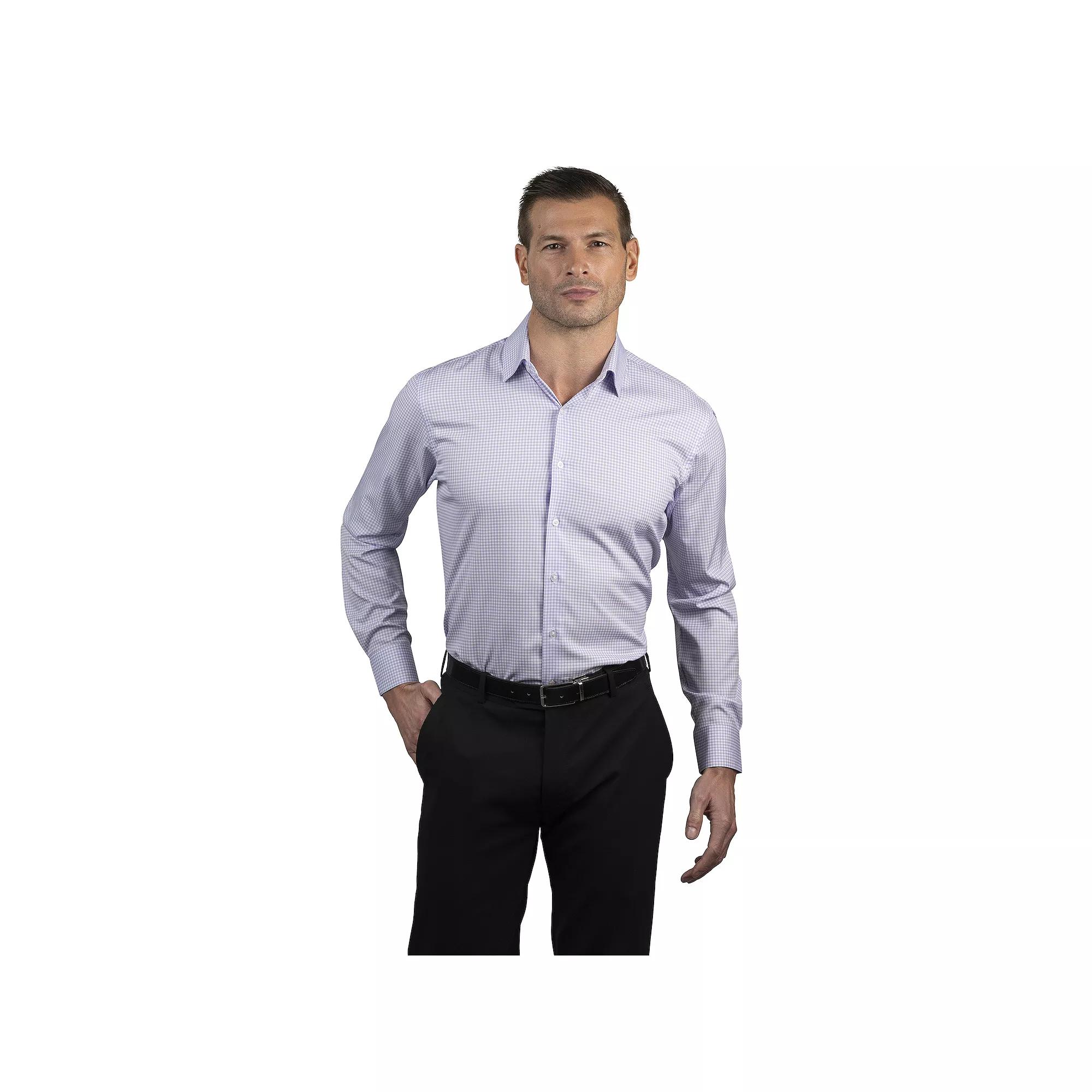 Men's Nautica Wrinkle Free Performance Slim-Fit Dress Shirt, Size: Large-34/35, Victorian Pink Check Product Image
