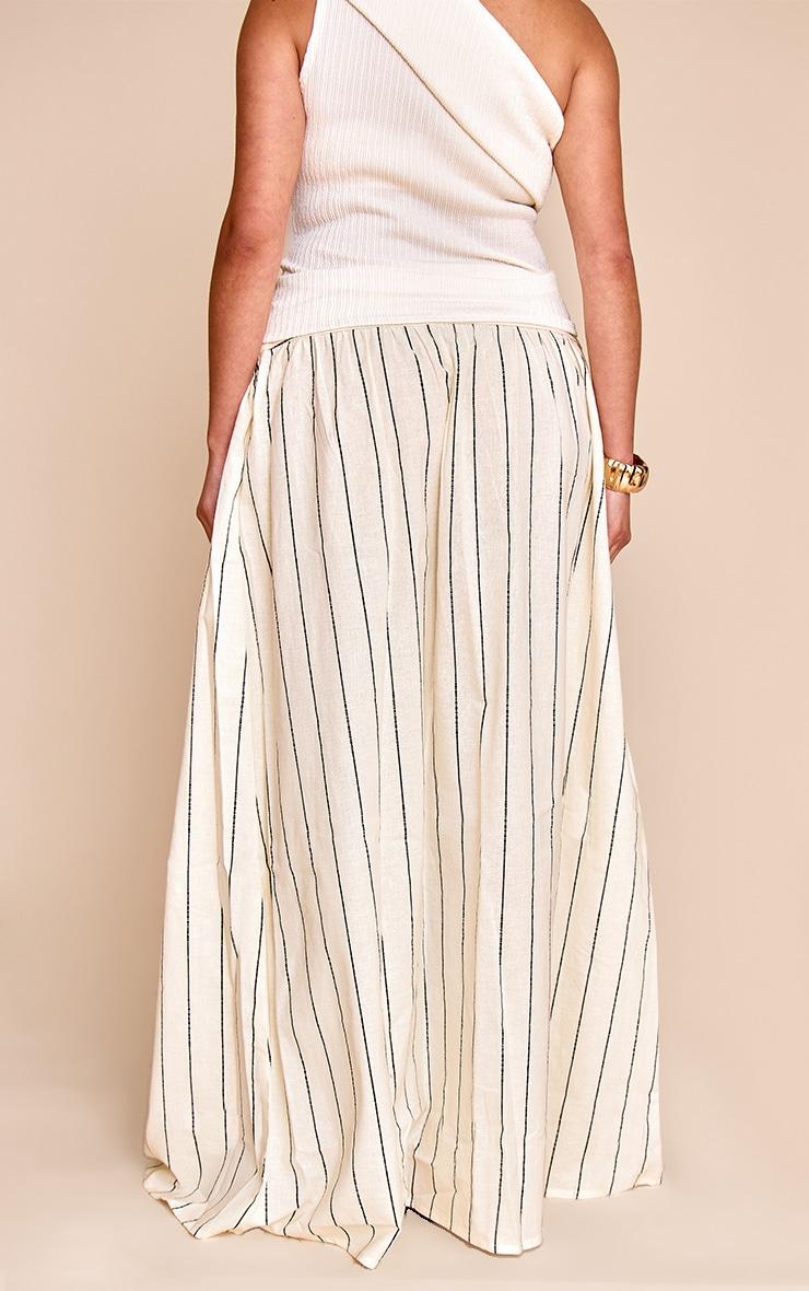 Plus Stone Stripe Cotton Ruched Waist Maxi Skirt Product Image