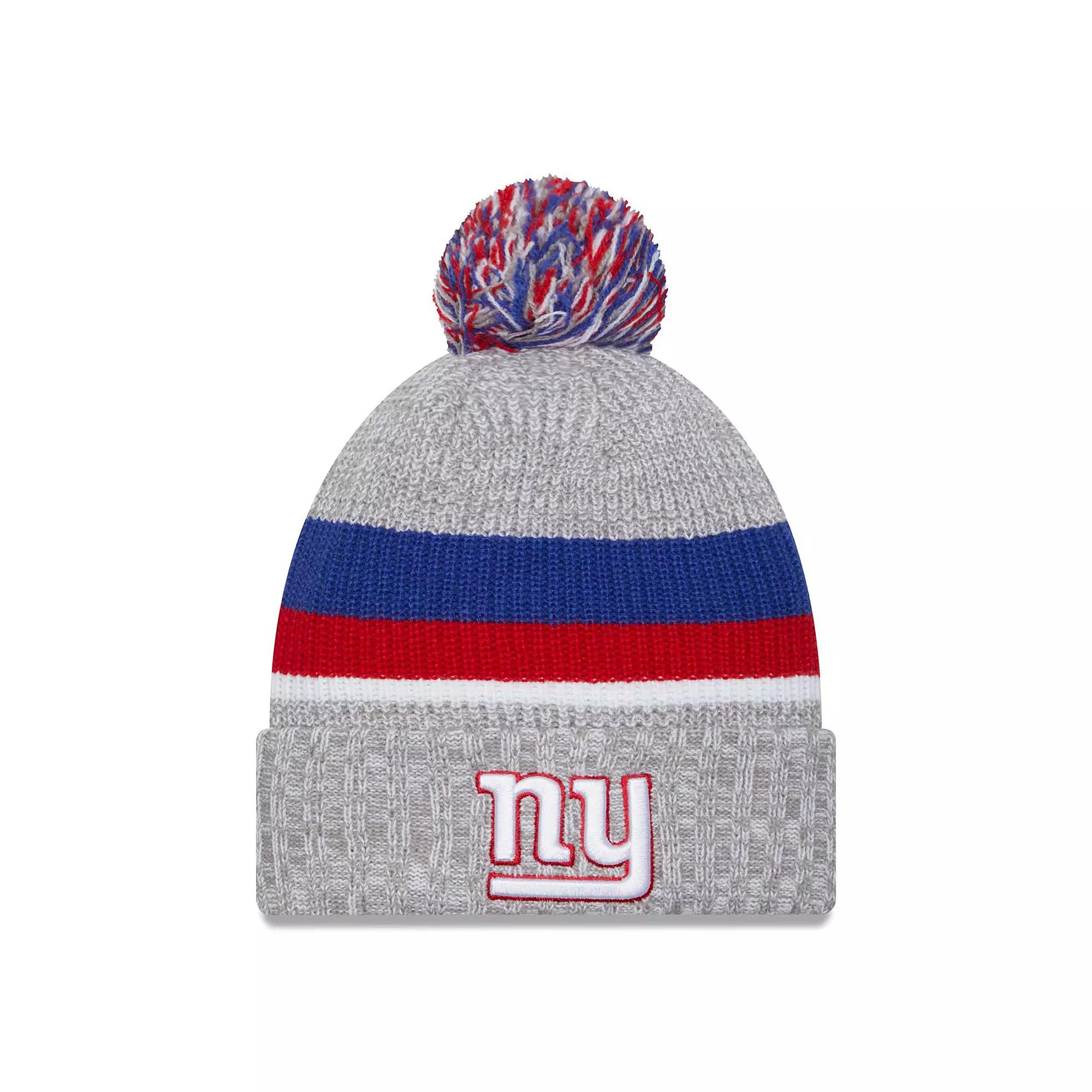 Men's New Era Heather Gray New York Giants Cuffed Knit Hat with Pom, Grey Product Image
