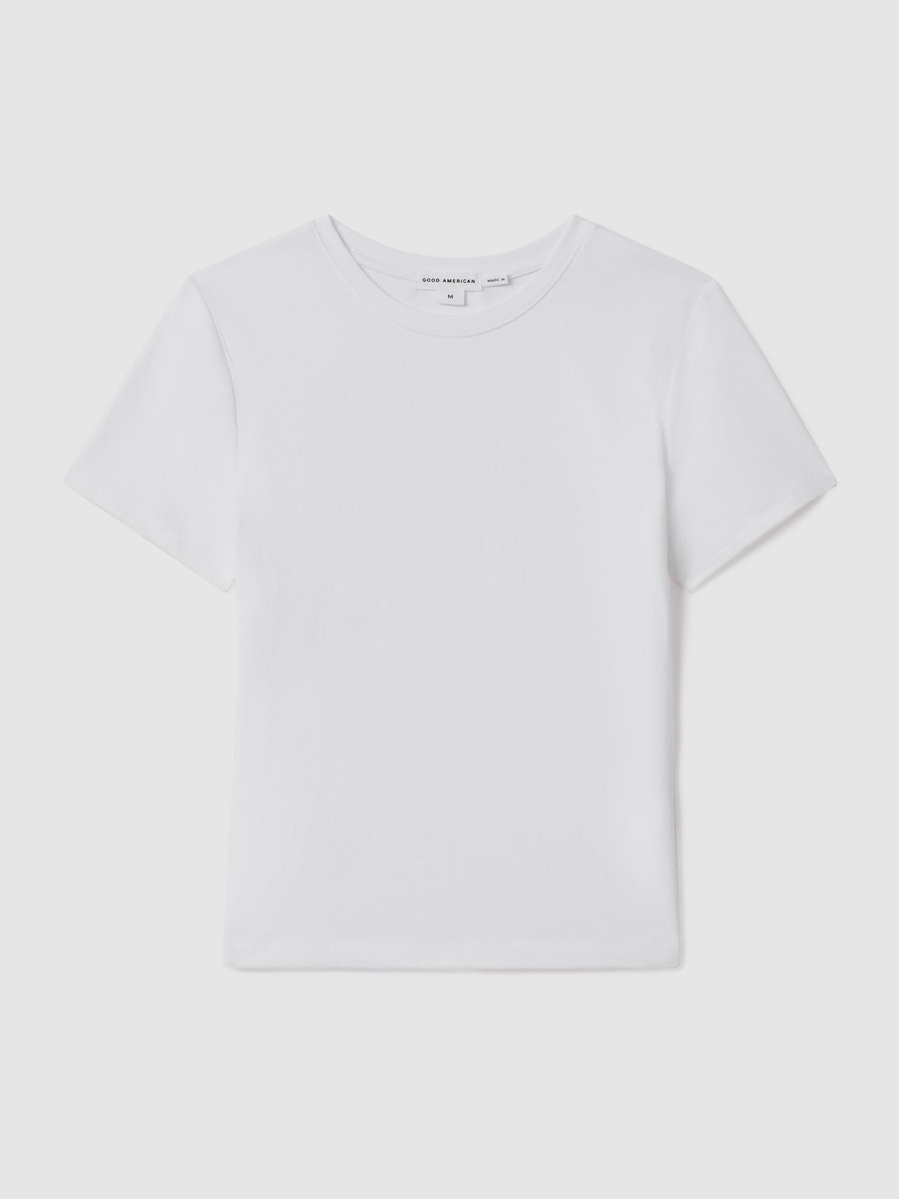Good American Cotton Crew-Neck T-Shirt in White Product Image