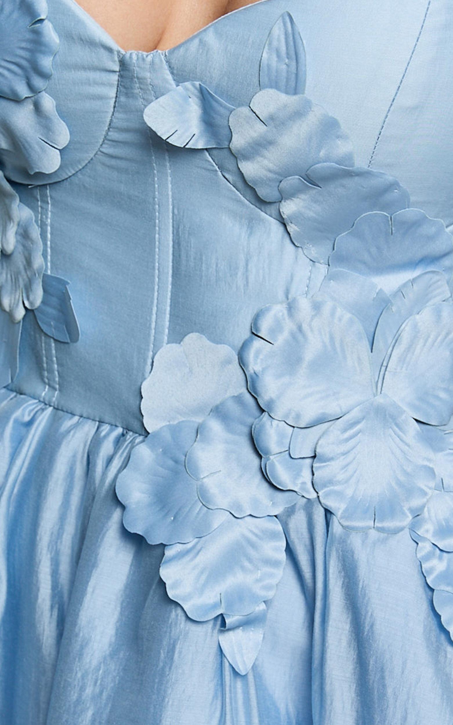 Amalie The Label - Lilou Flower Detail Corset Mini Dress in Light Blue Product Image