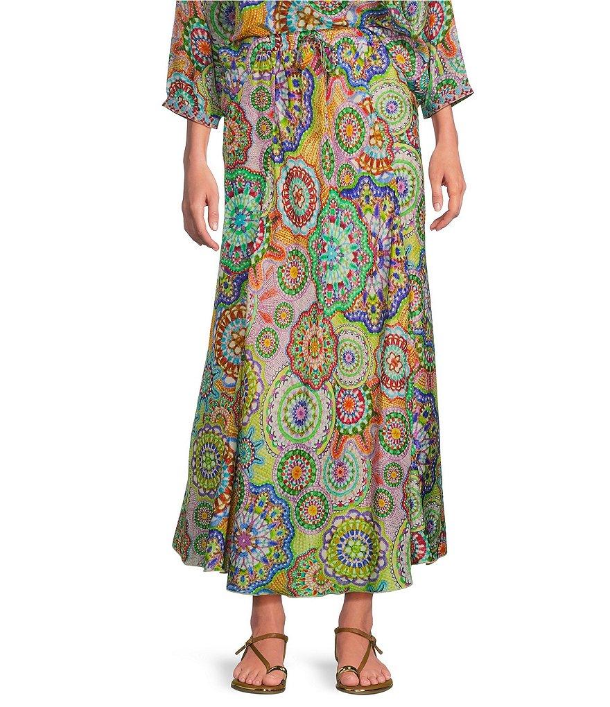 JOHNNY WAS Coordinating Kiki Silk Napperon Print A-Line Pull-On Coordinating Skirt Product Image