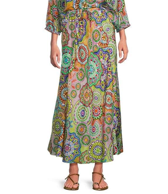 JOHNNY WAS Coordinating Kiki Silk Napperon Print A-Line Pull-On Coordinating Skirt Product Image