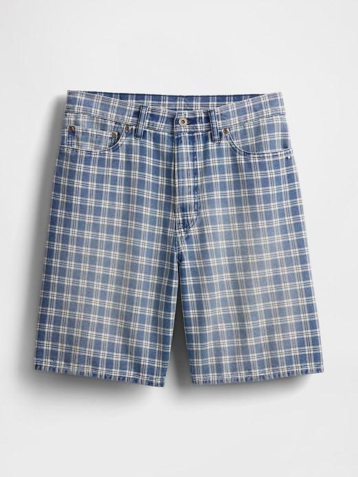 '90s Loose Denim Plaid Shorts Product Image