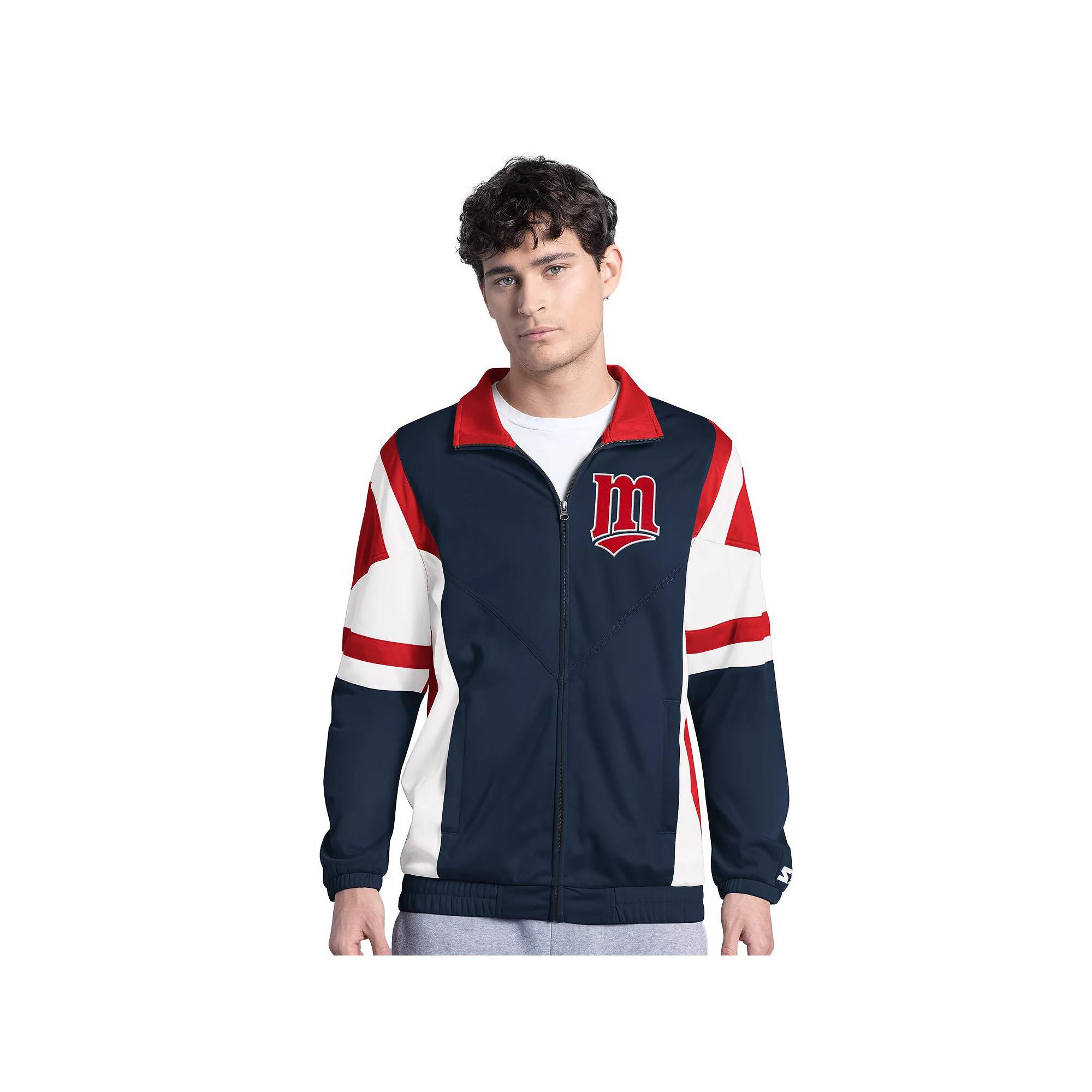 Men's Starter Navy/Red Minnesota Twins Contender Tricot Full-Zip Track Jacket,  Product Image