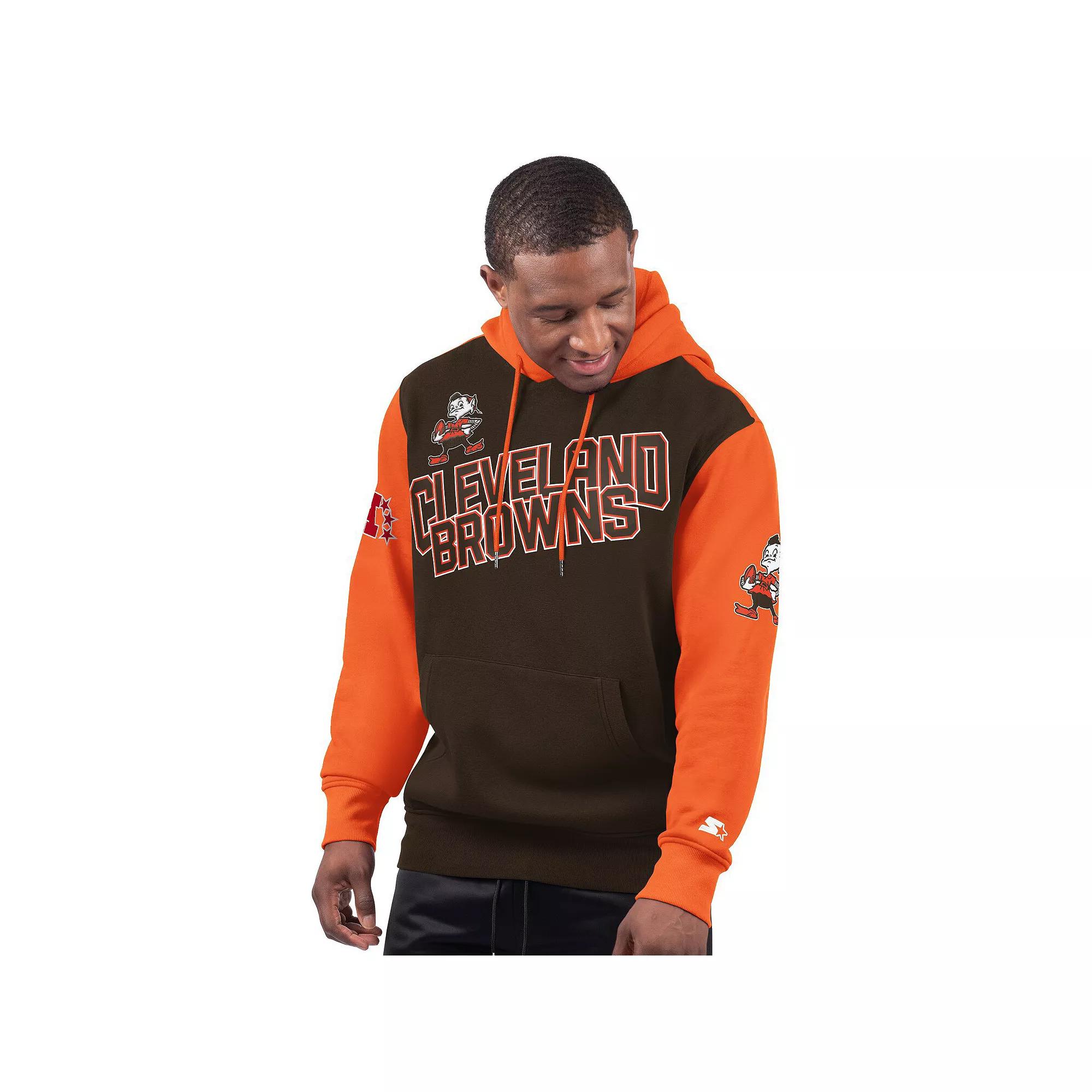 Men's Starter Brown Cleveland Browns Extreme Vintage Logo Pullover Hoodie, Size: Large Product Image