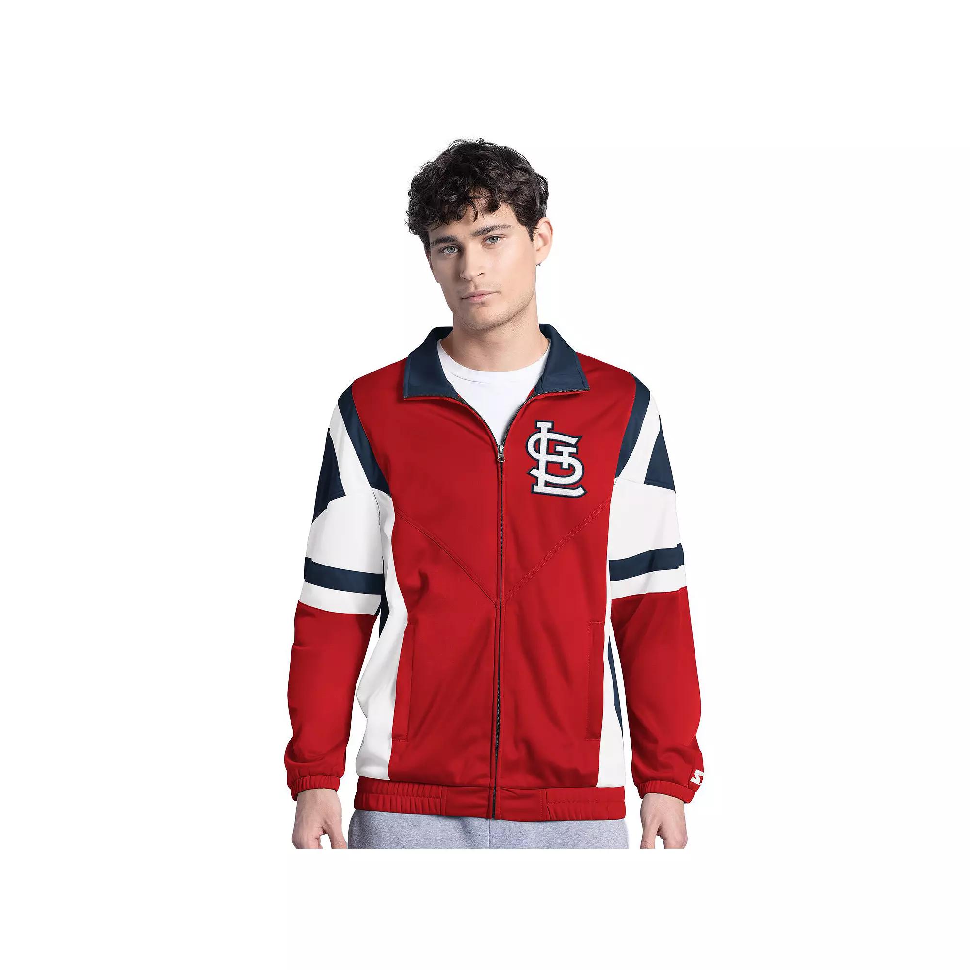 Men's Starter Red/Navy St. Louis Cardinals Contender Tricot Full-Zip Track Jacket,  Product Image