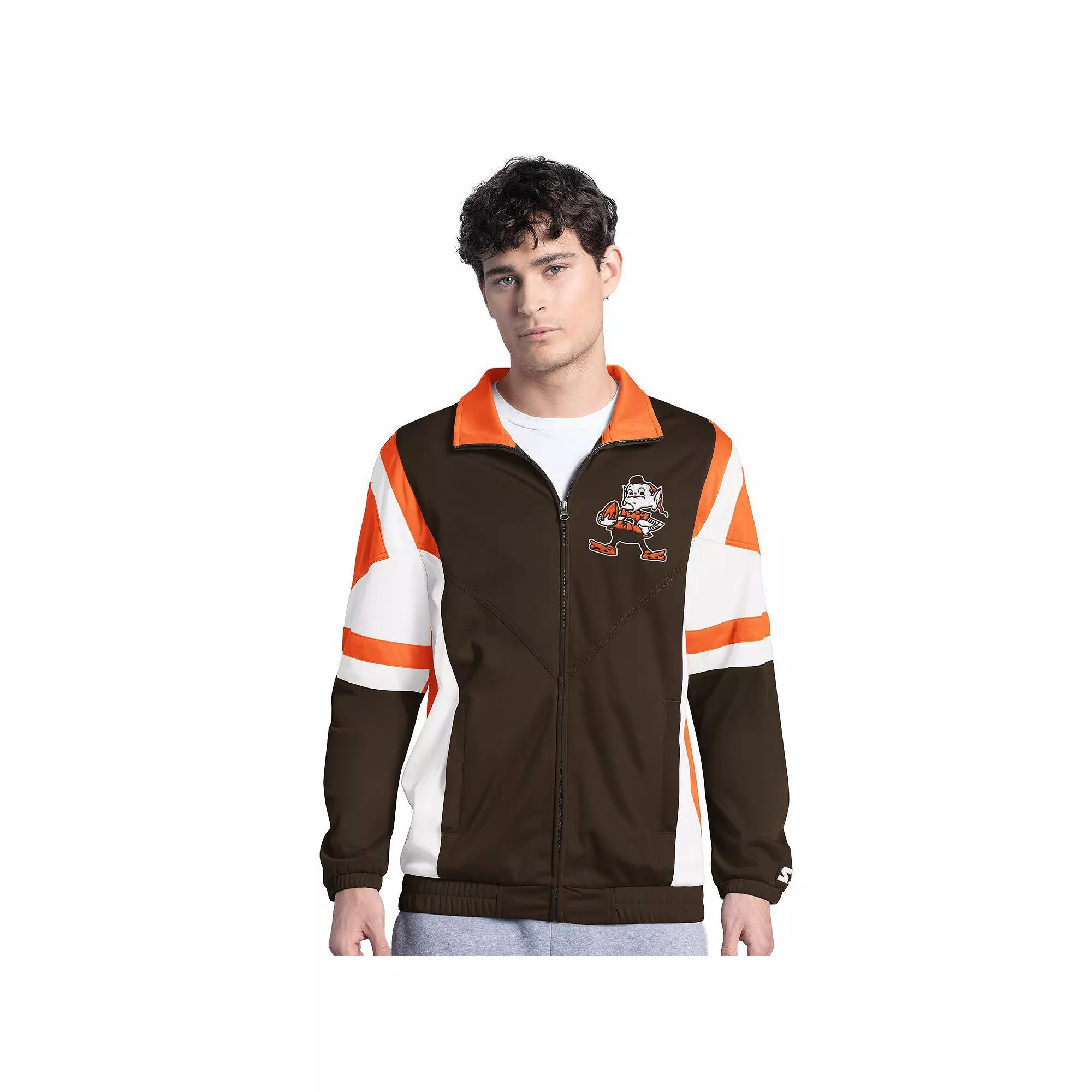 Men's Starter  Brown Cleveland Browns Contender Vintage Logo Full-Zip Track Jacket, Size: Large Product Image