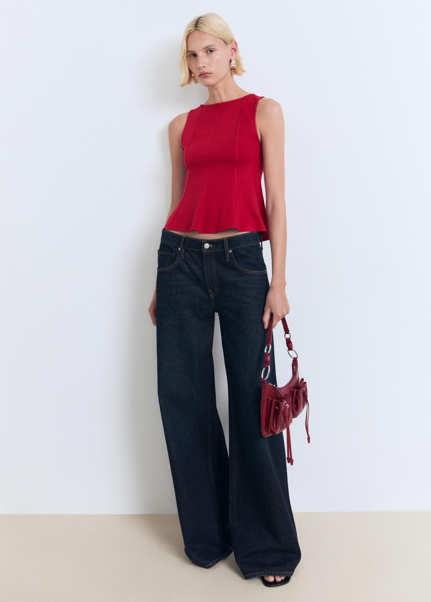 Peplum top with seam detail - Women | MANGO USA Product Image