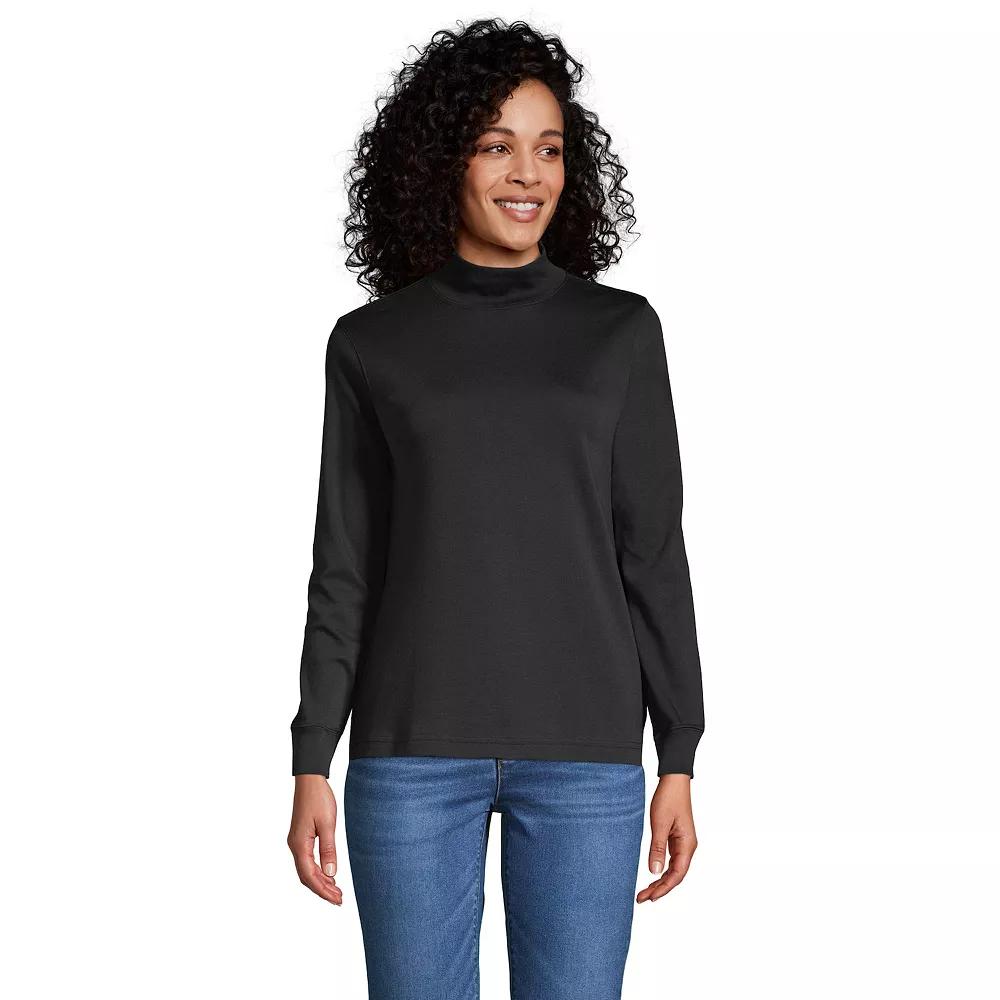 Women's Lands' End Long Sleeve Supima Mockneck Top,  Product Image