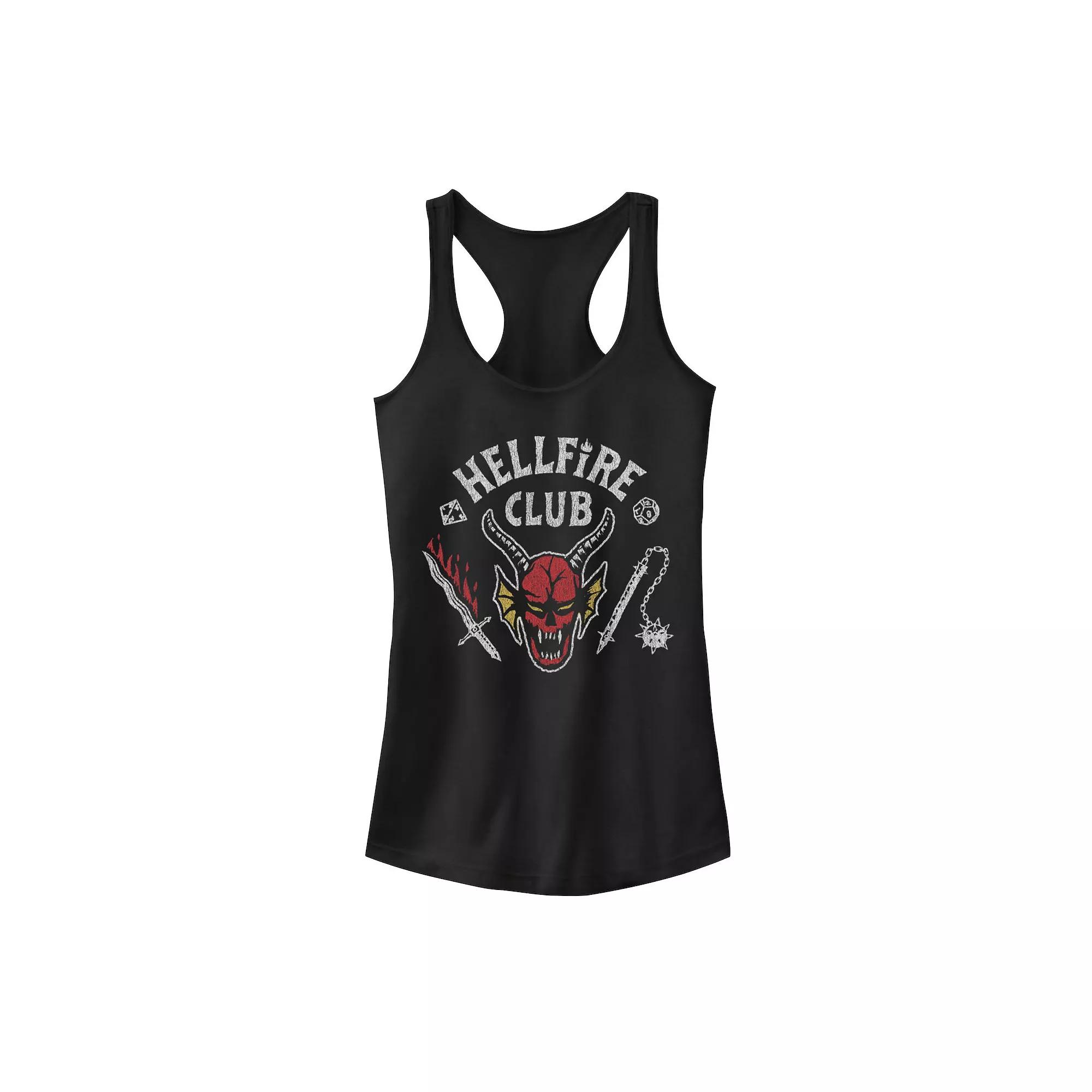 Juniors' Stranger Things Hellfire Club Mace And Dagger Graphic Racerback Tank Top, Girl's, Size: Small, Black Product Image