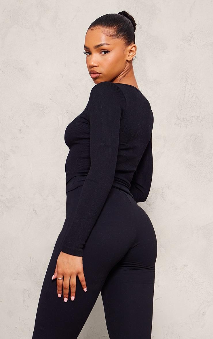 Black Snatched Rib Double Zip Top Product Image