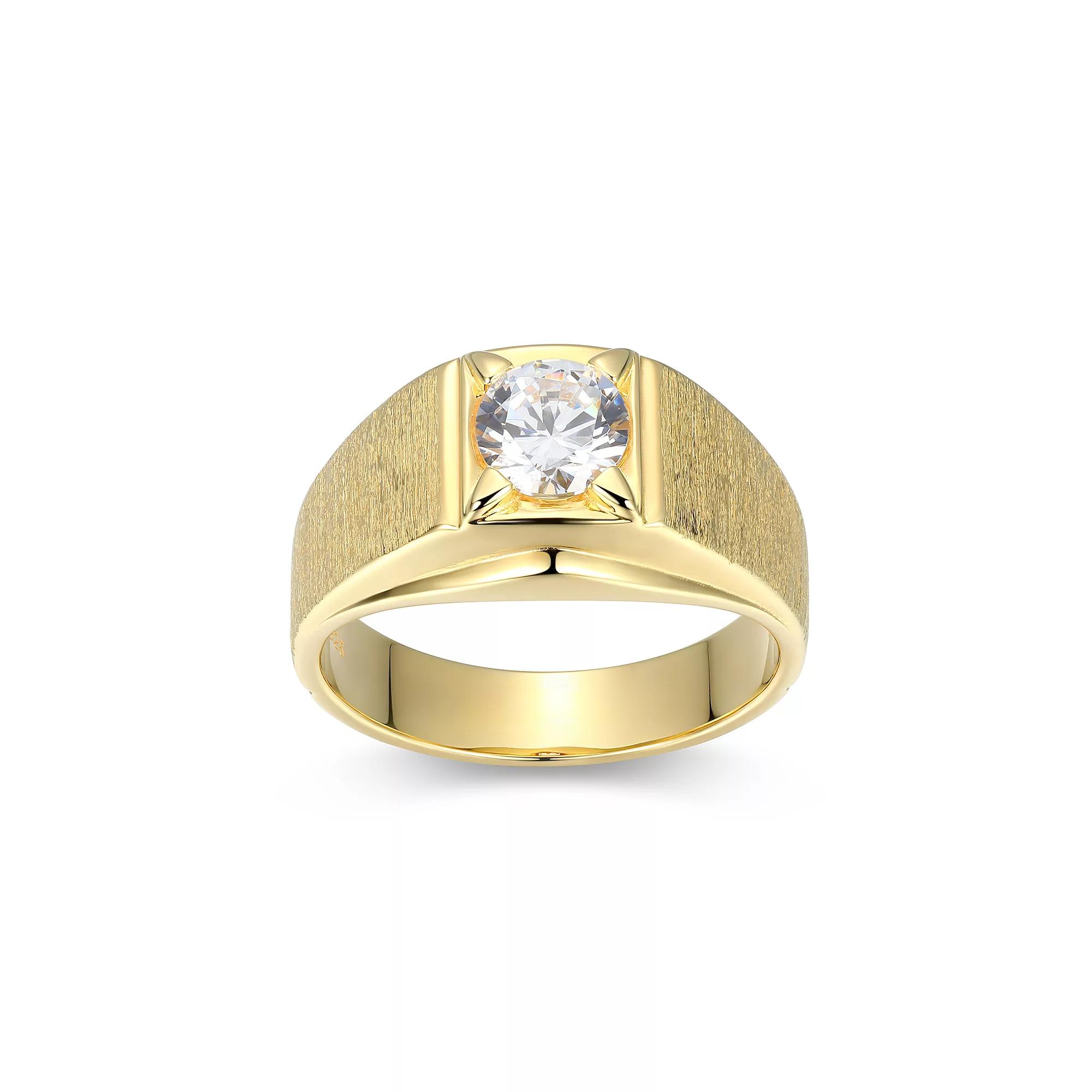 Men's 18k Gold Over Silver Cubic Zirconia Ring, Size: 9, Gold Tone Product Image