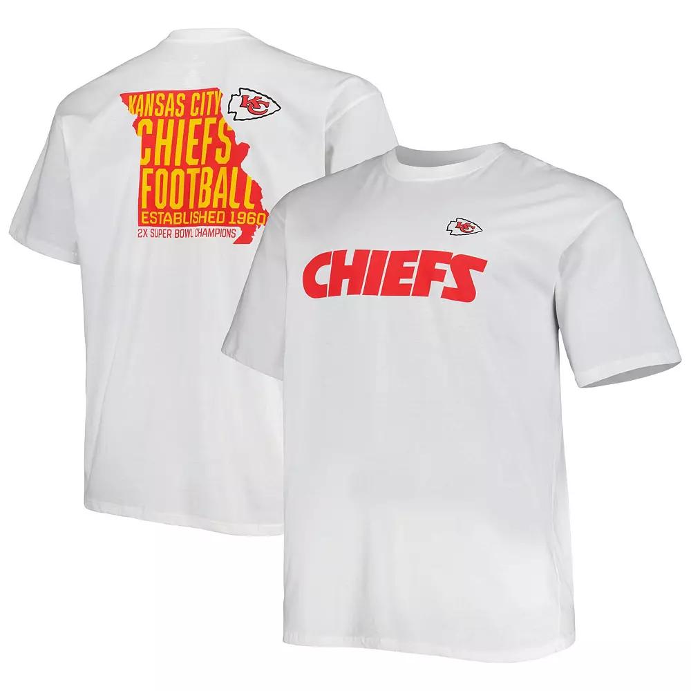 Men's Fanatics Branded White Kansas City Chiefs Big & Tall Hometown Collection Hot Shot T-Shirt, Size: 2XB Product Image