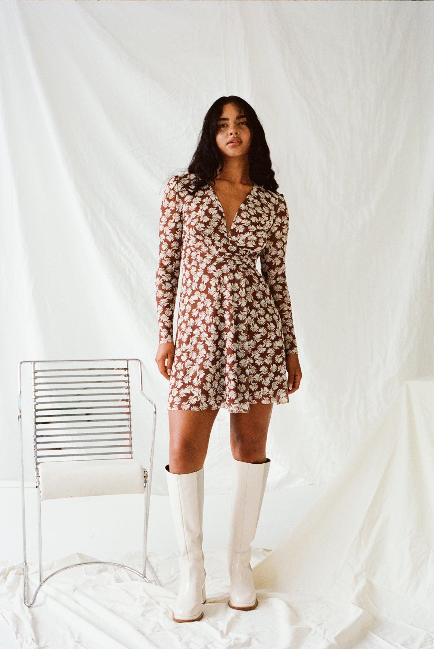 Nia Mini Wrap Dress - Daisy Shower Product Image