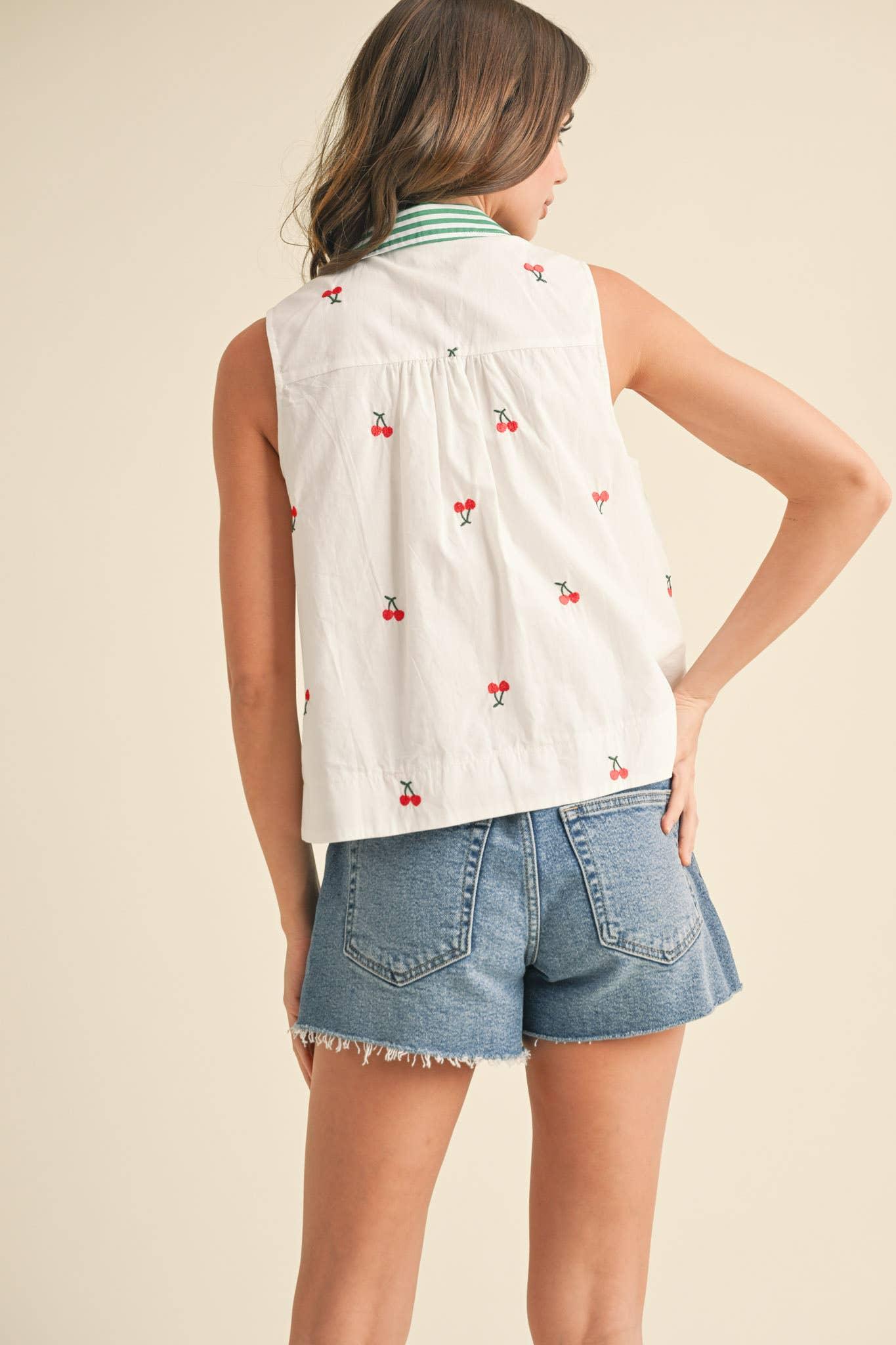 Cherry Embroidered Tank Product Image