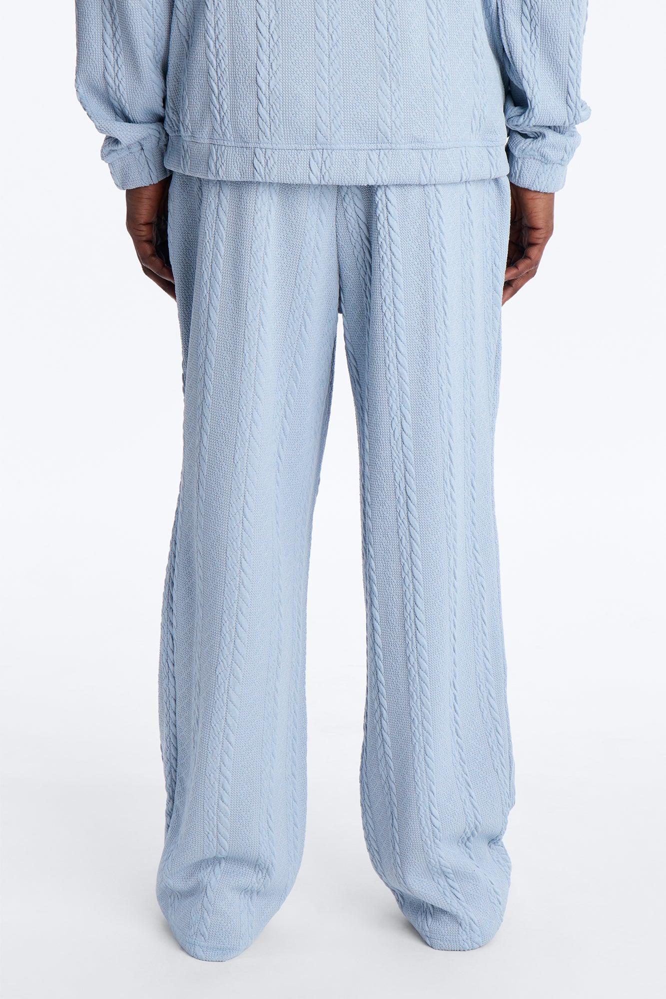 Baggy Textured Cozy Braided Pant - Blue Male Product Image