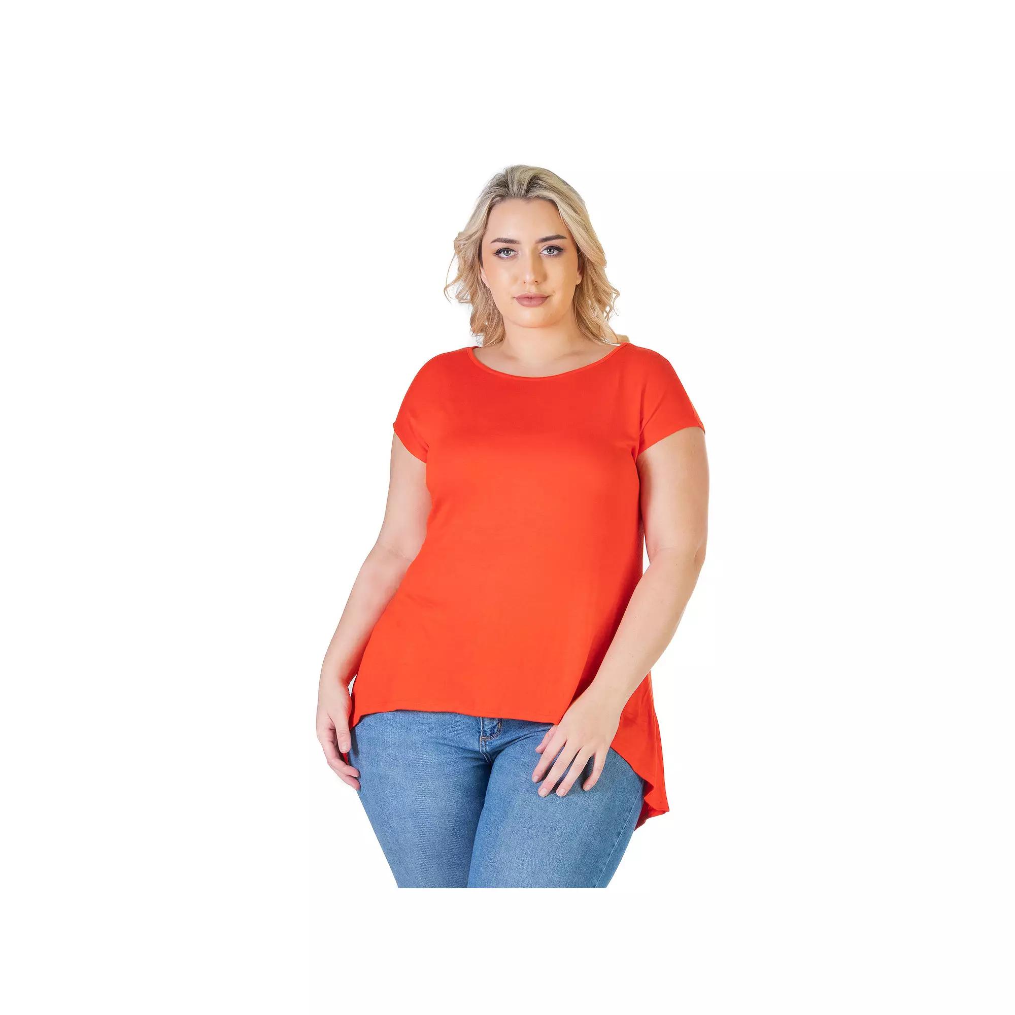 Plus Size 24Seven Comfort Apparel Hi Lo T-Shirt, Women's, Size: 2XL, Orange Product Image