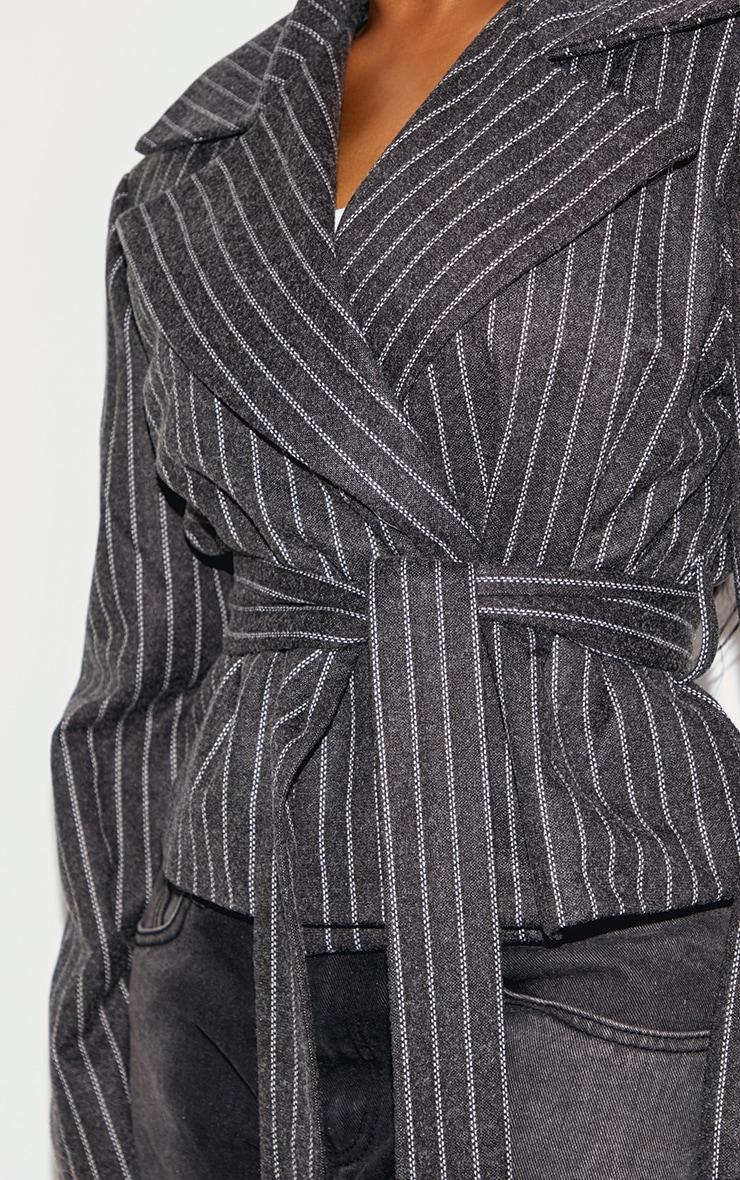 Shape Grey Wool Look Pinstripe Belted Jacket Product Image