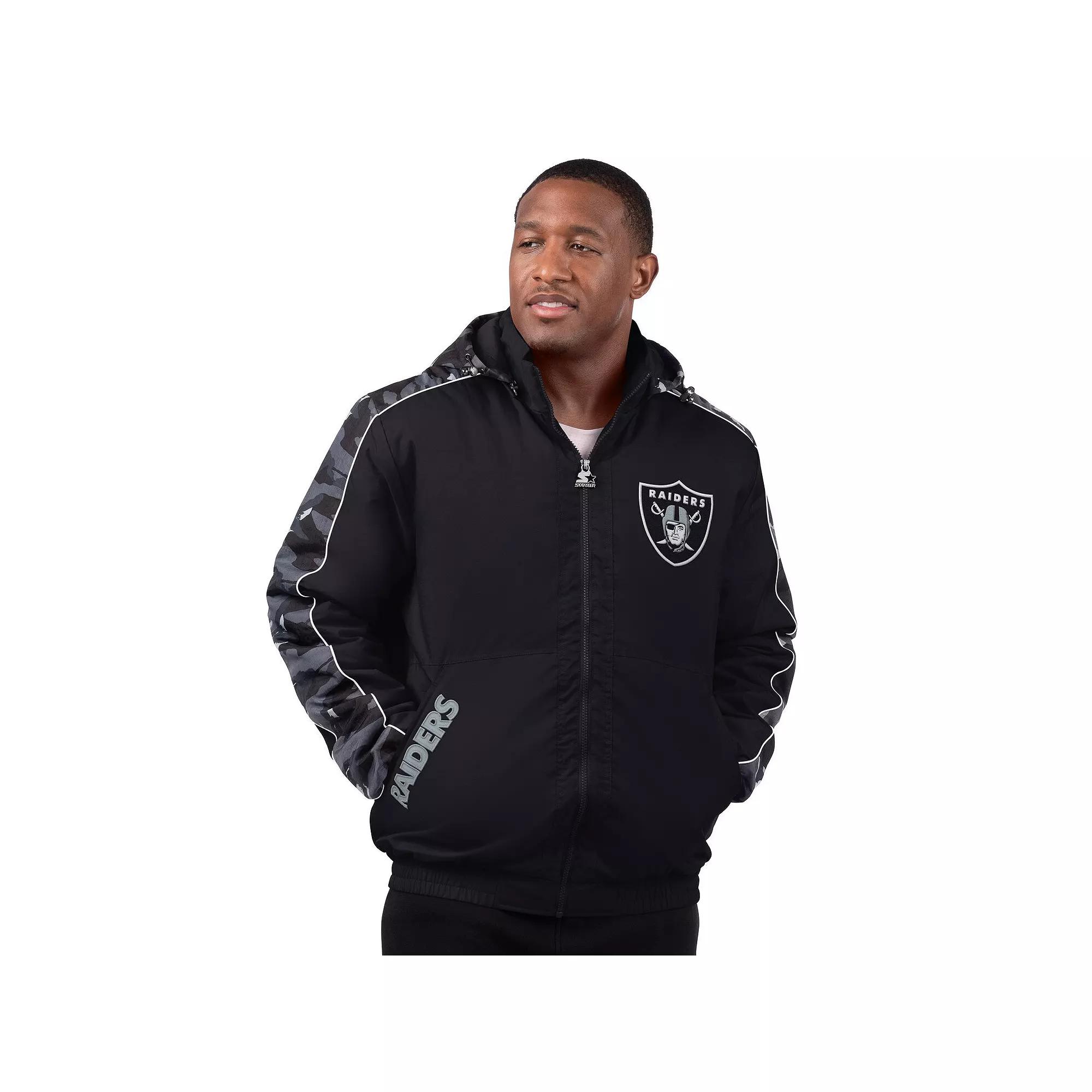 Men's Starter Black Las Vegas Raiders Thursday Night Gridiron Full-Zip Jacket,  Product Image