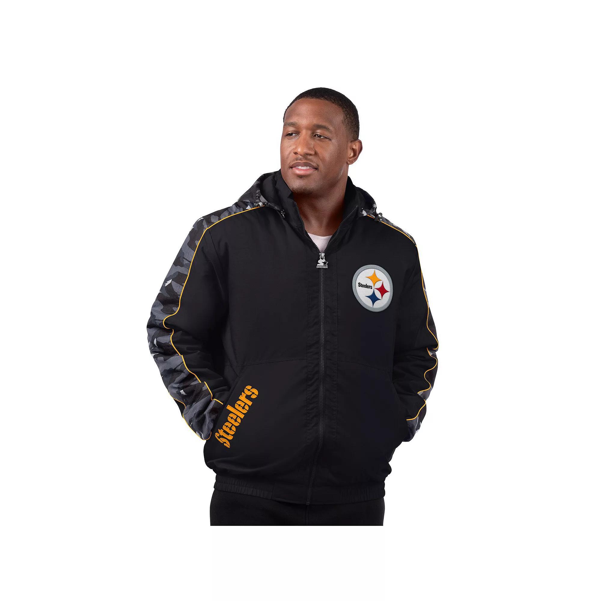 Men's Starter  Black Pittsburgh Steelers Thursday Night Gridiron Full-Zip Jacket, Size: Medium Product Image