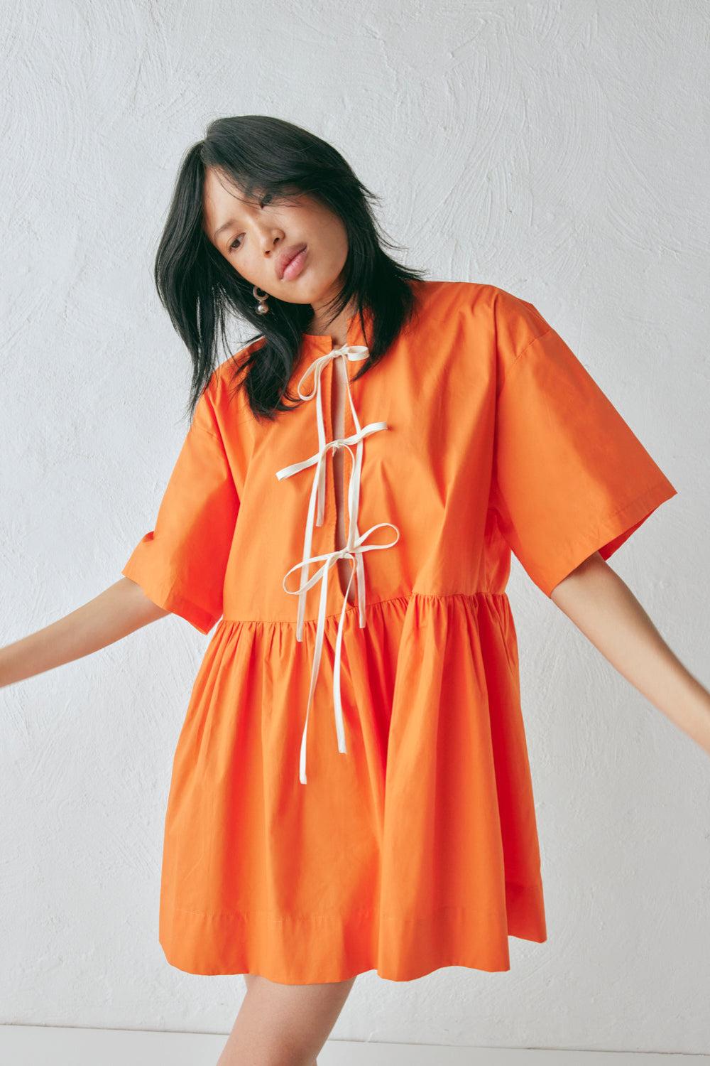 Naomi Smock Mini Dress Tangerine Product Image