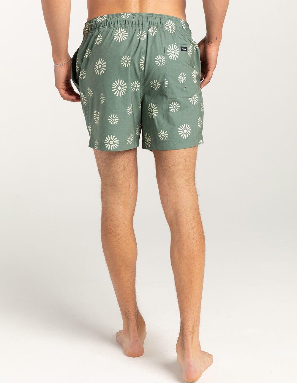RSQ Mens Daisy 5" Swim Shorts - DK GREEN Product Image