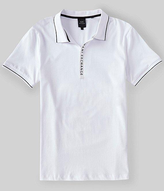 Armani Exchange Slim Fit Covered Logo Zipper Short Sleeve Polo Shirt Product Image