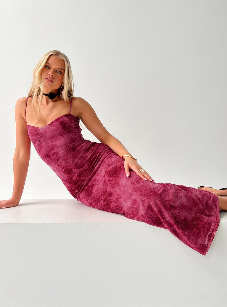 Orla Paisley Maxi Dress Burgundy Product Image