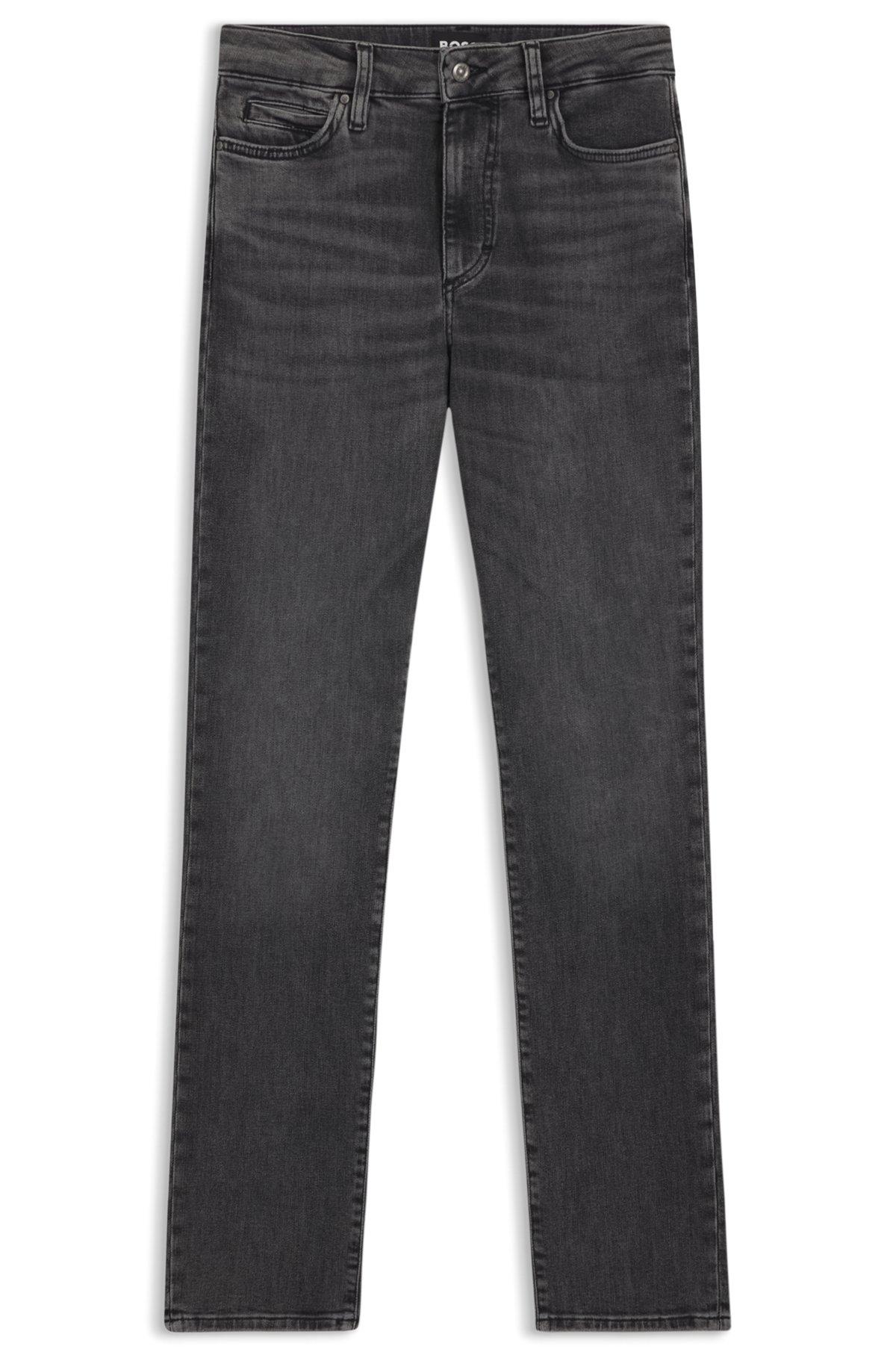 BOSS - Slim-fit jeans in dark-gray stretch denim - Dark Grey Product Image