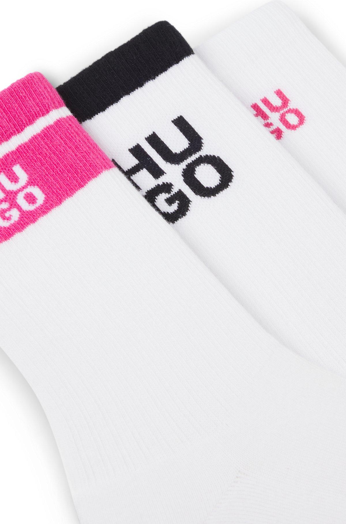 Three-pack of ribbed short socks with stacked logos Product Image