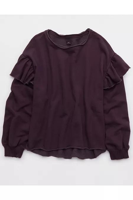 Aerie Ruffle Sleeve Sweatshirt Women's Product Image