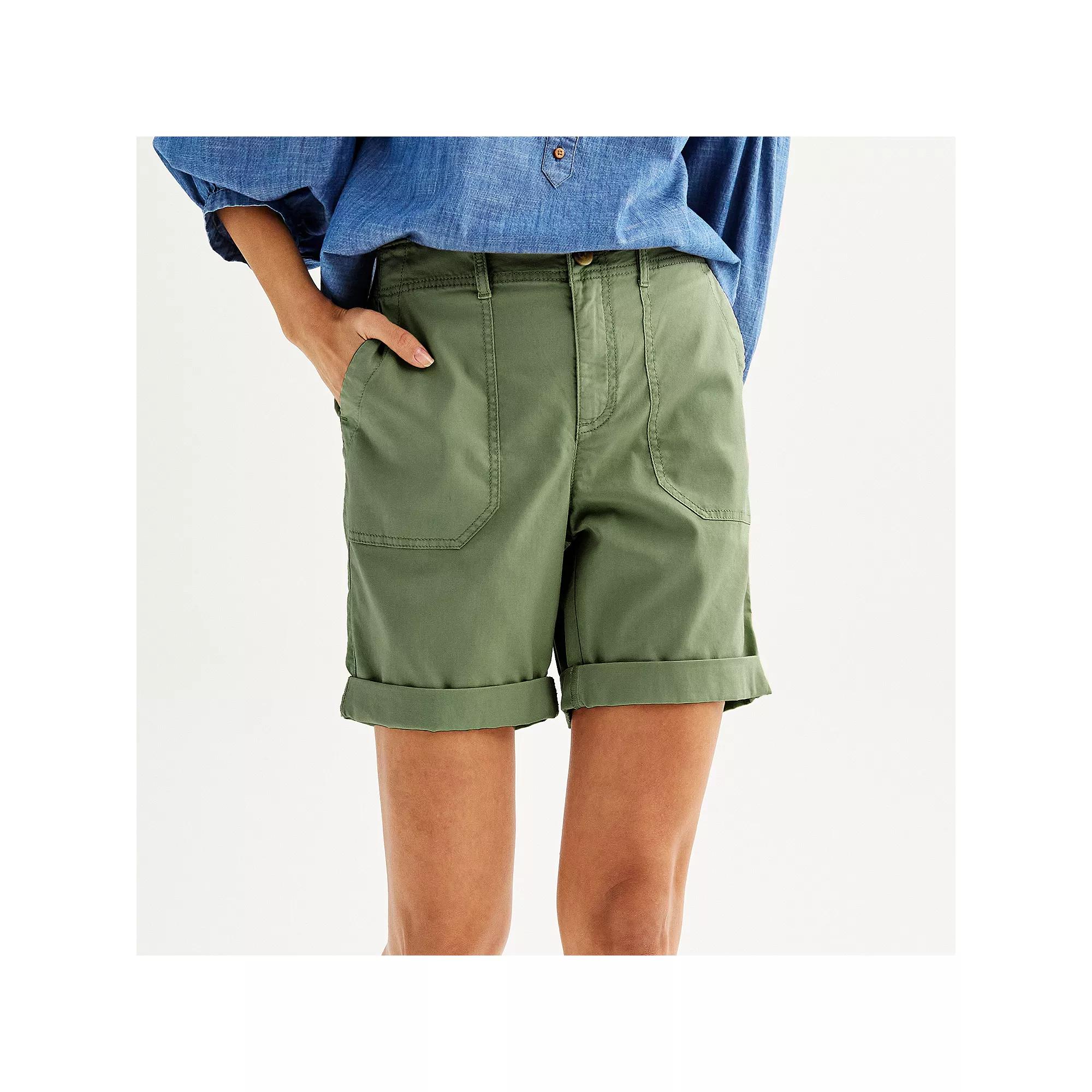 Womens Sonoma Goods For Life Utility Bermuda Shorts Silver Beam Product Image