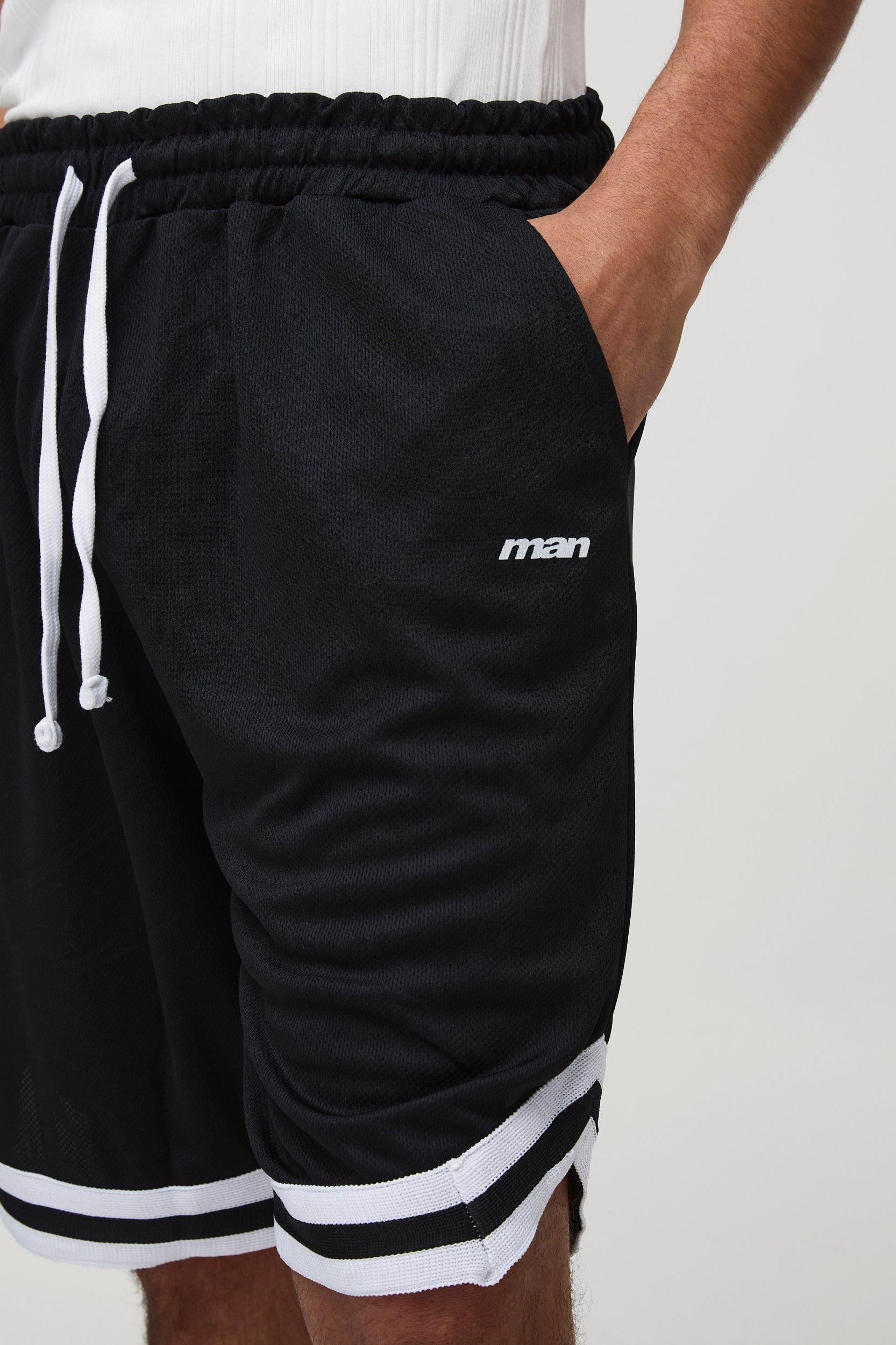 Man Mid Length Mesh Basketball Shorts | boohooMAN USA Product Image