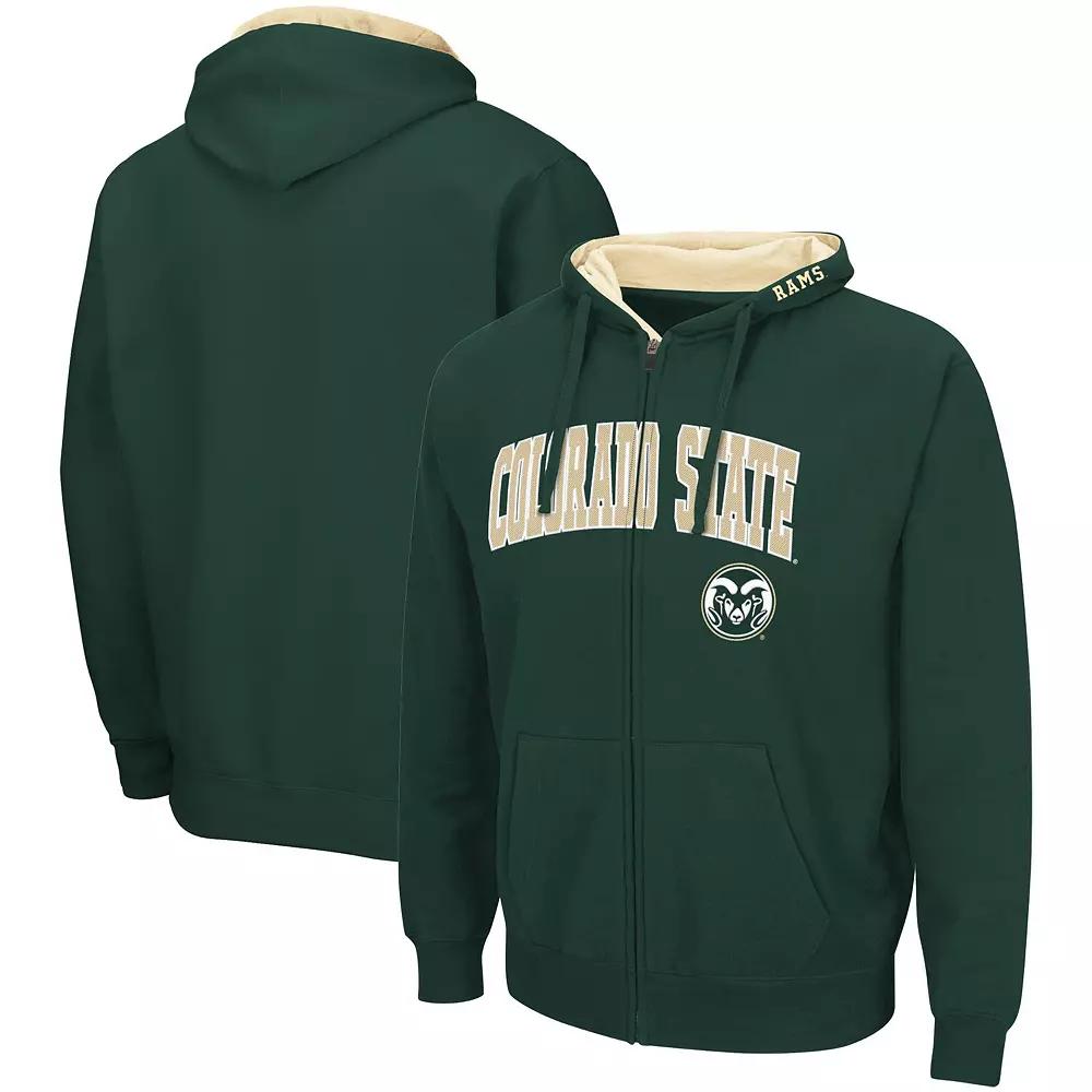 Men's Colosseum Green Colorado State Rams Arch & Logo 3.0 Full-Zip Hoodie,  Product Image