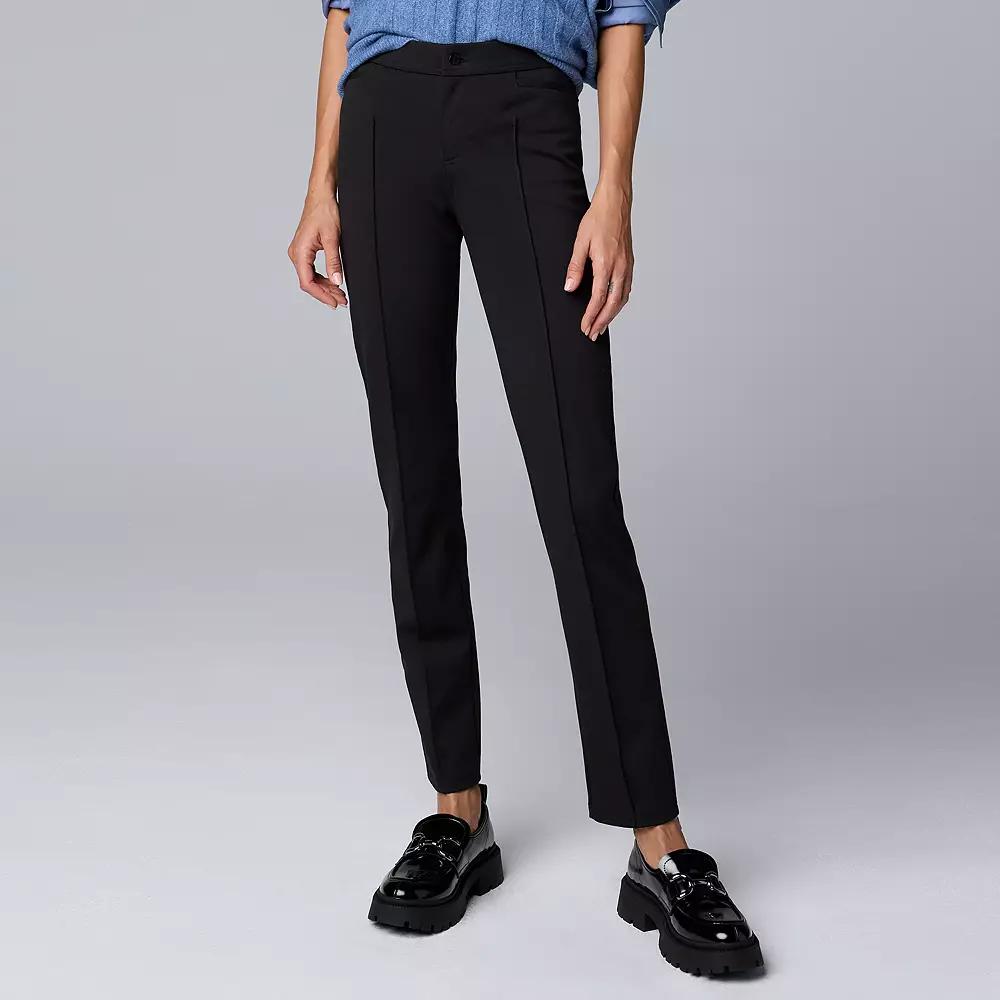 Women's Simply Vera Vera Wang Mid-Rise Pintuck Ponte Skinny Pants,  Product Image